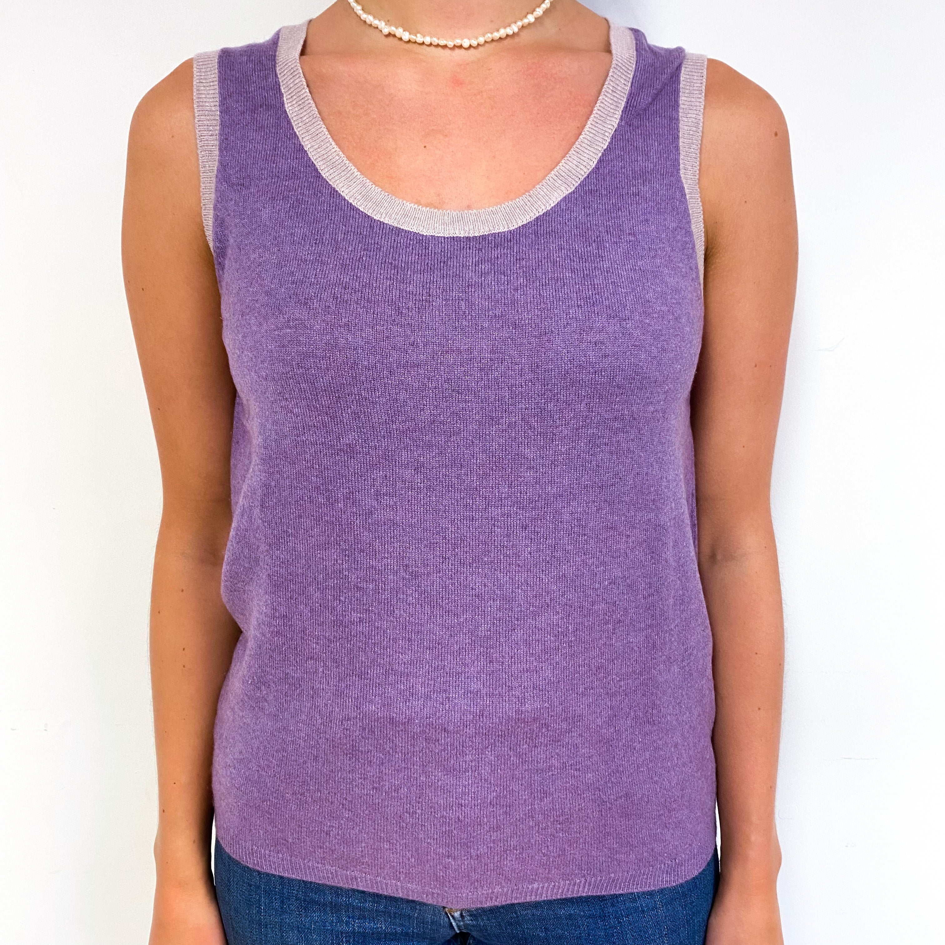 Wisteria Purple Cashmere Scoop Neck Tank Top Small