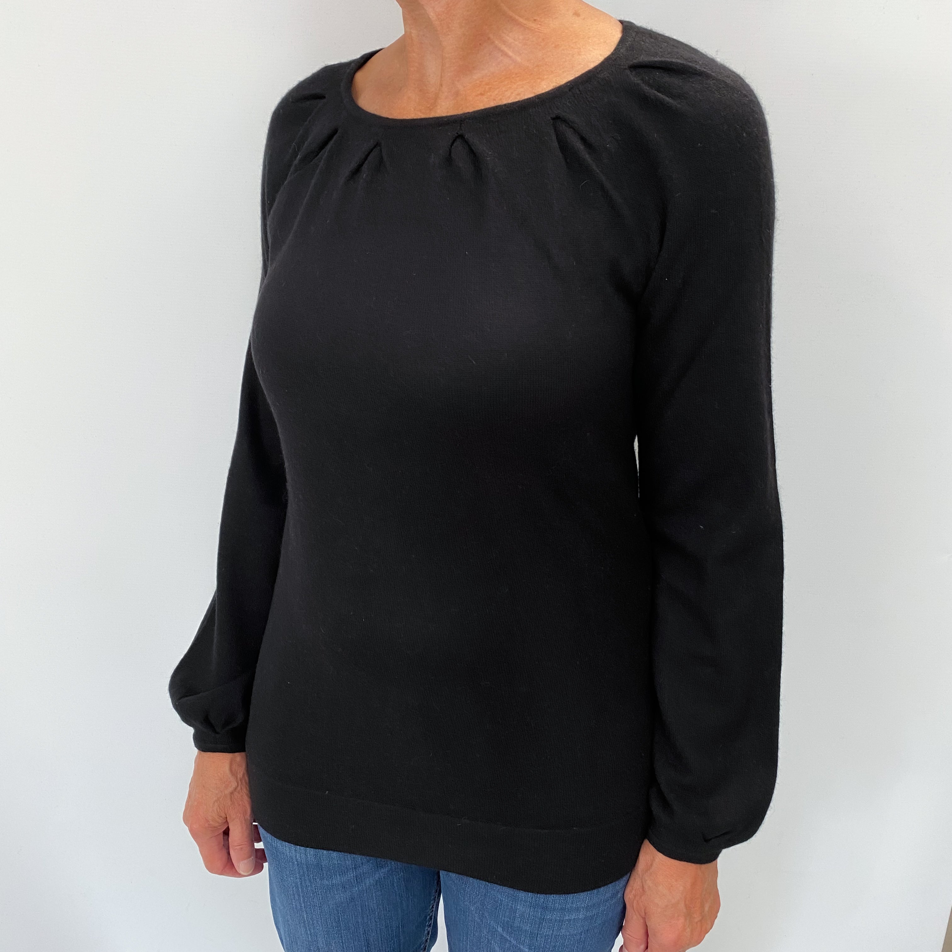 Black Cashmere Boat Neck Jumper Medium