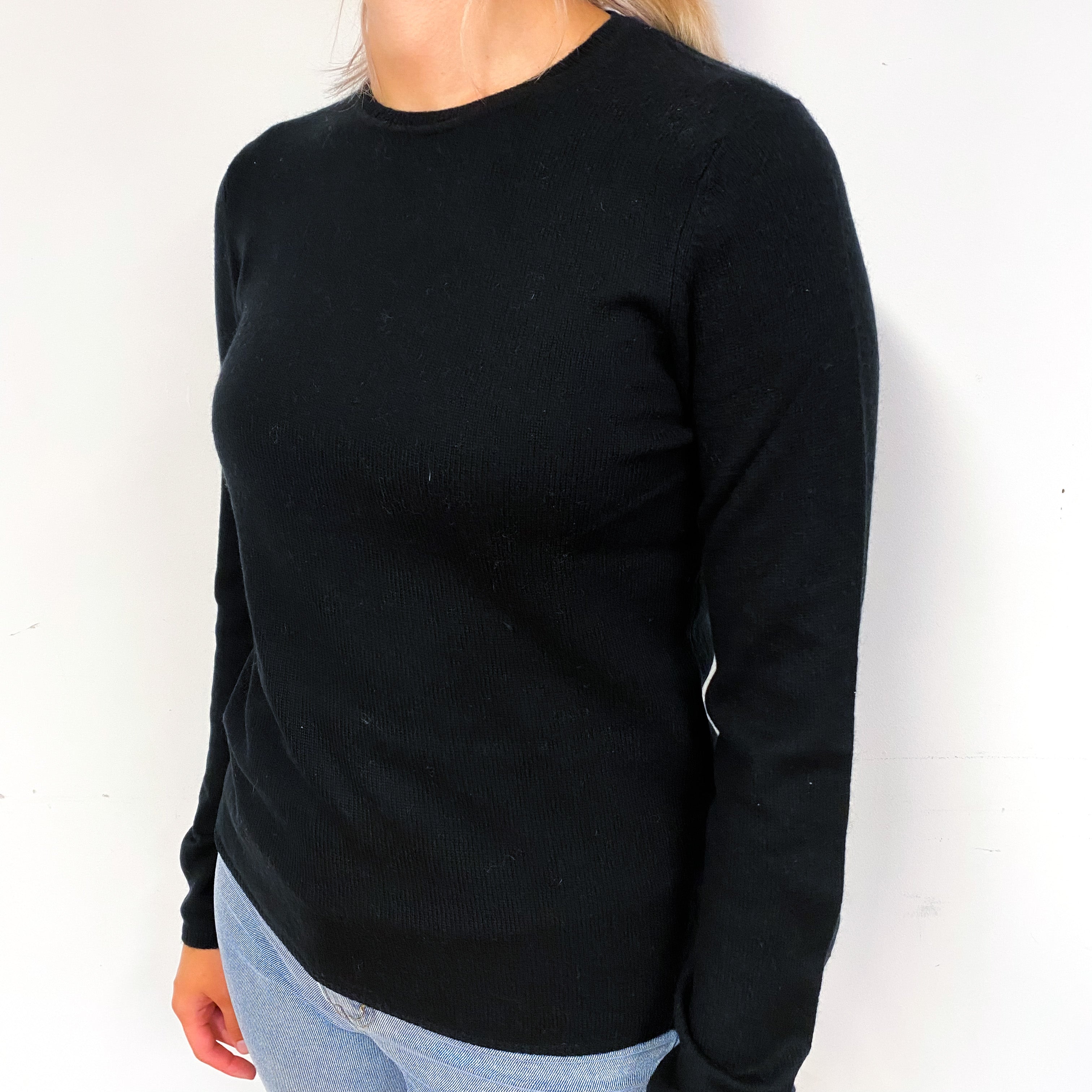 Black Cashmere Crew Neck Jumper Small.