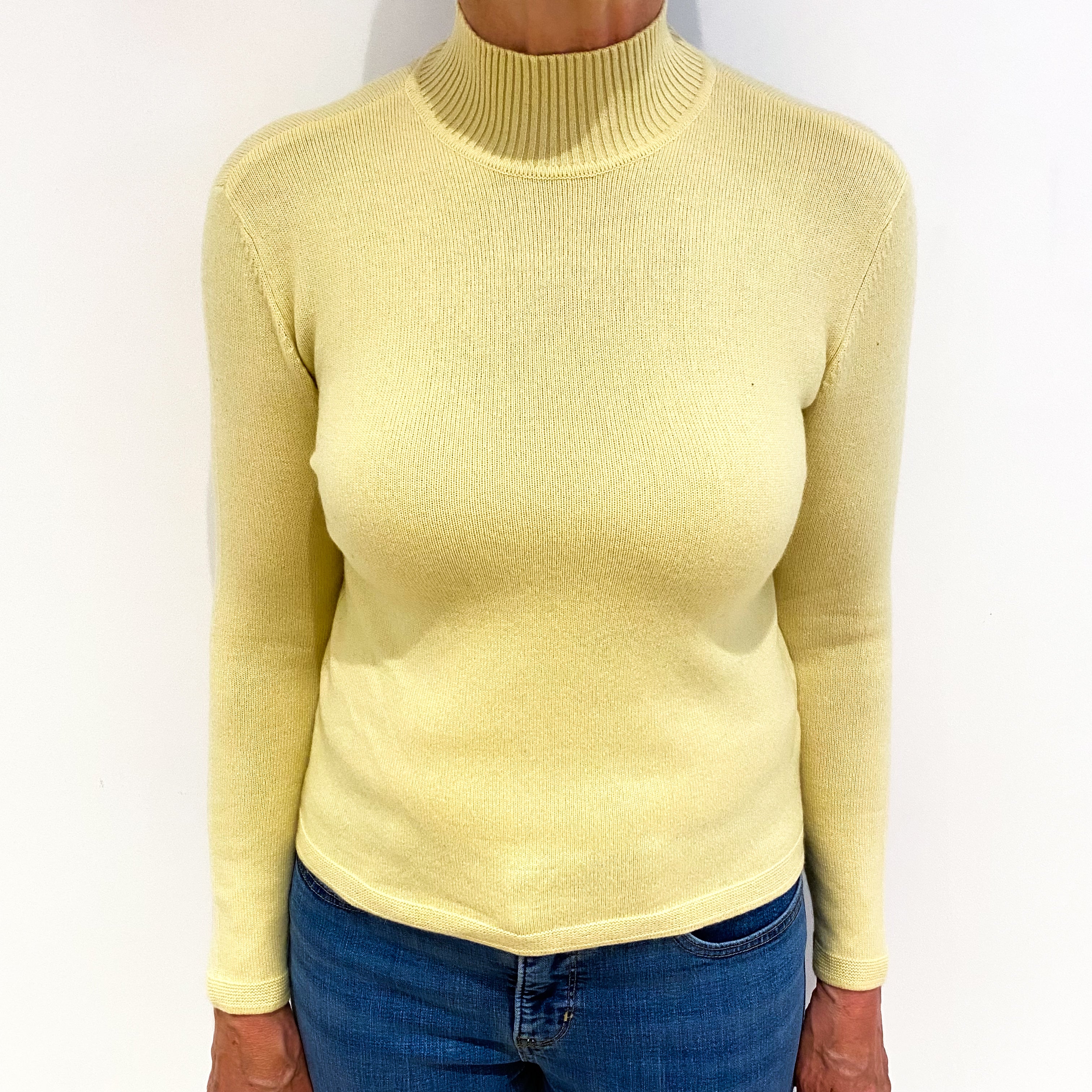 Custard Yellow Cashmere Turtle Neck Jumper Medium