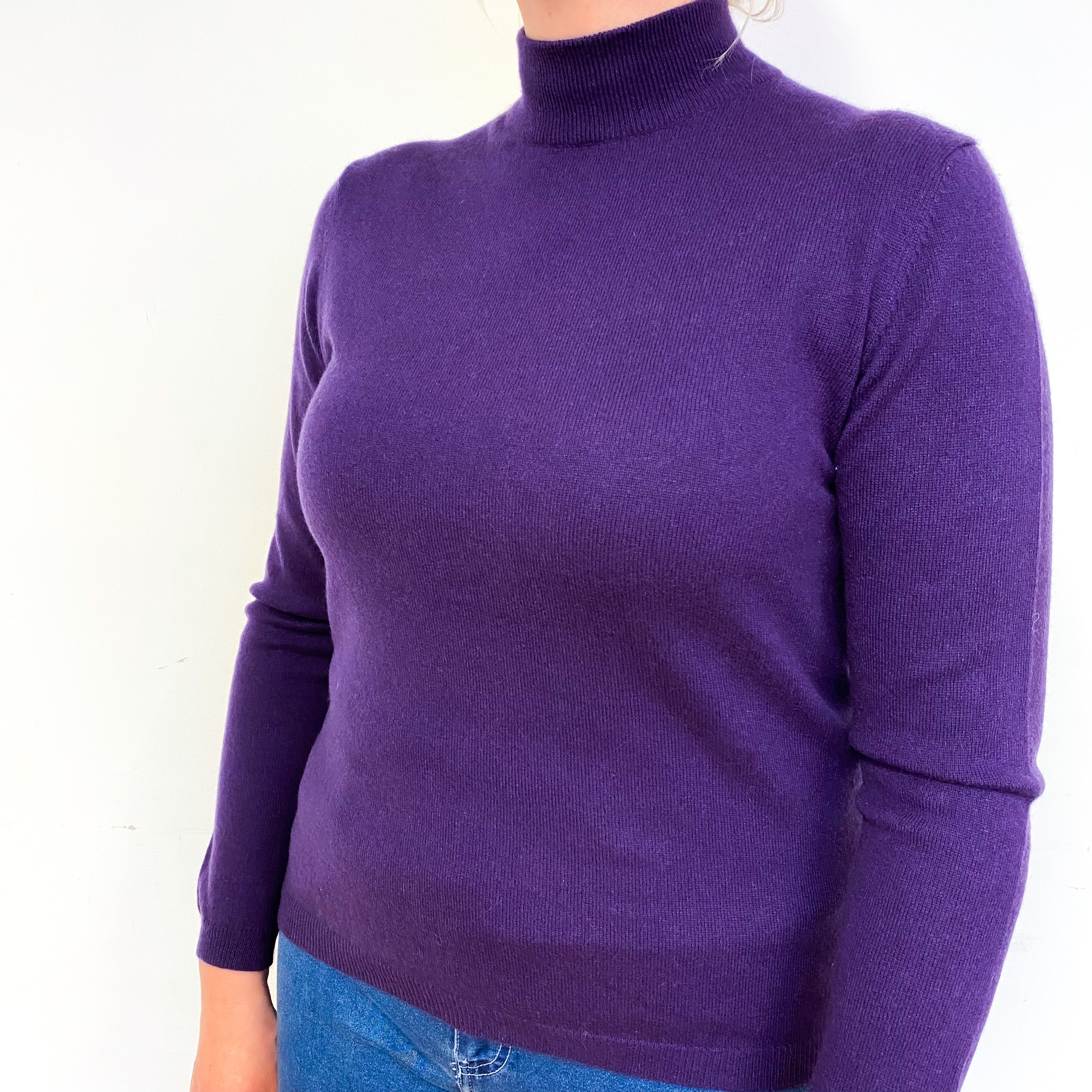 Grape Purple Cashmere Turtle Neck Jumper Large