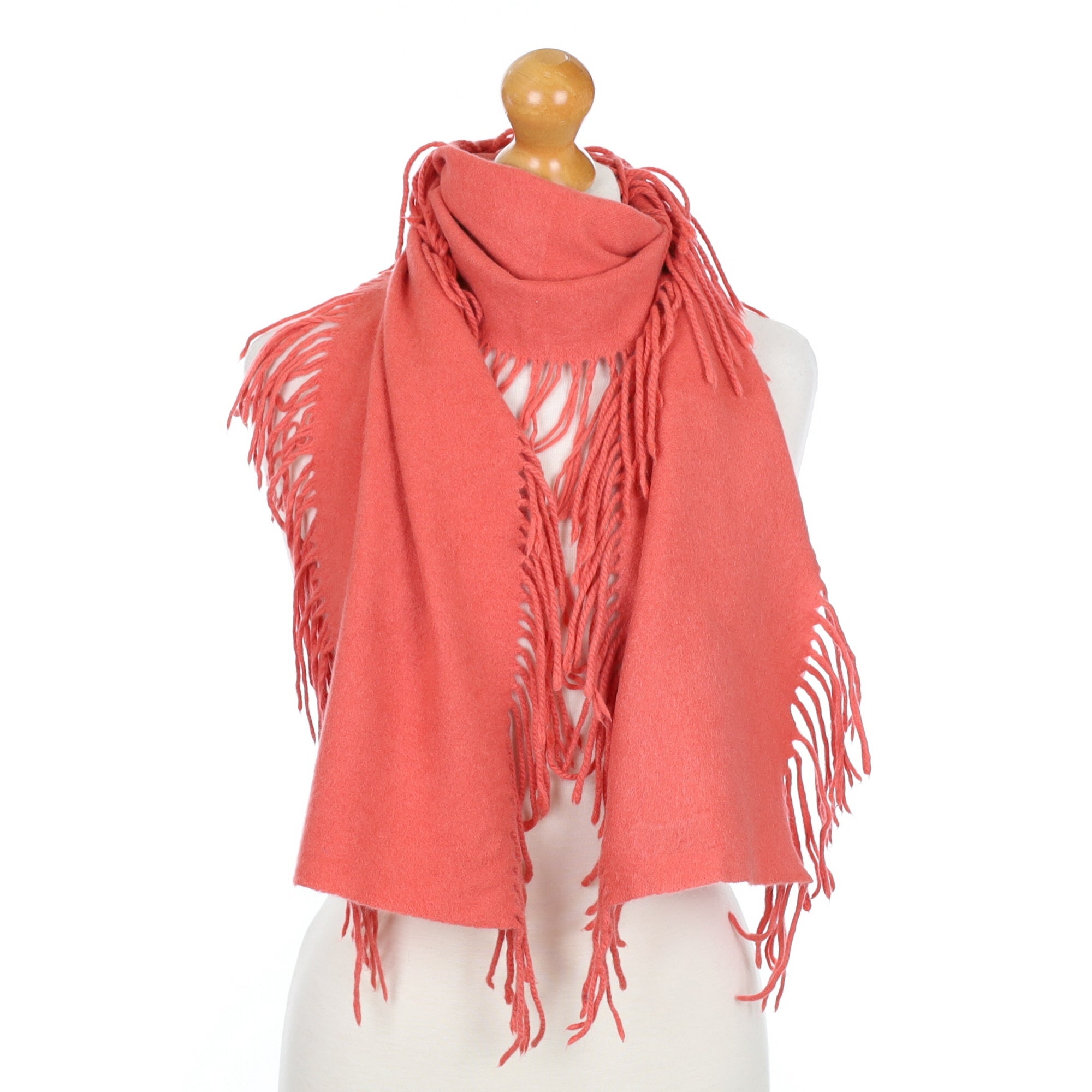 Orange Soda Tasseled Edge Cashmere Woven Scarf