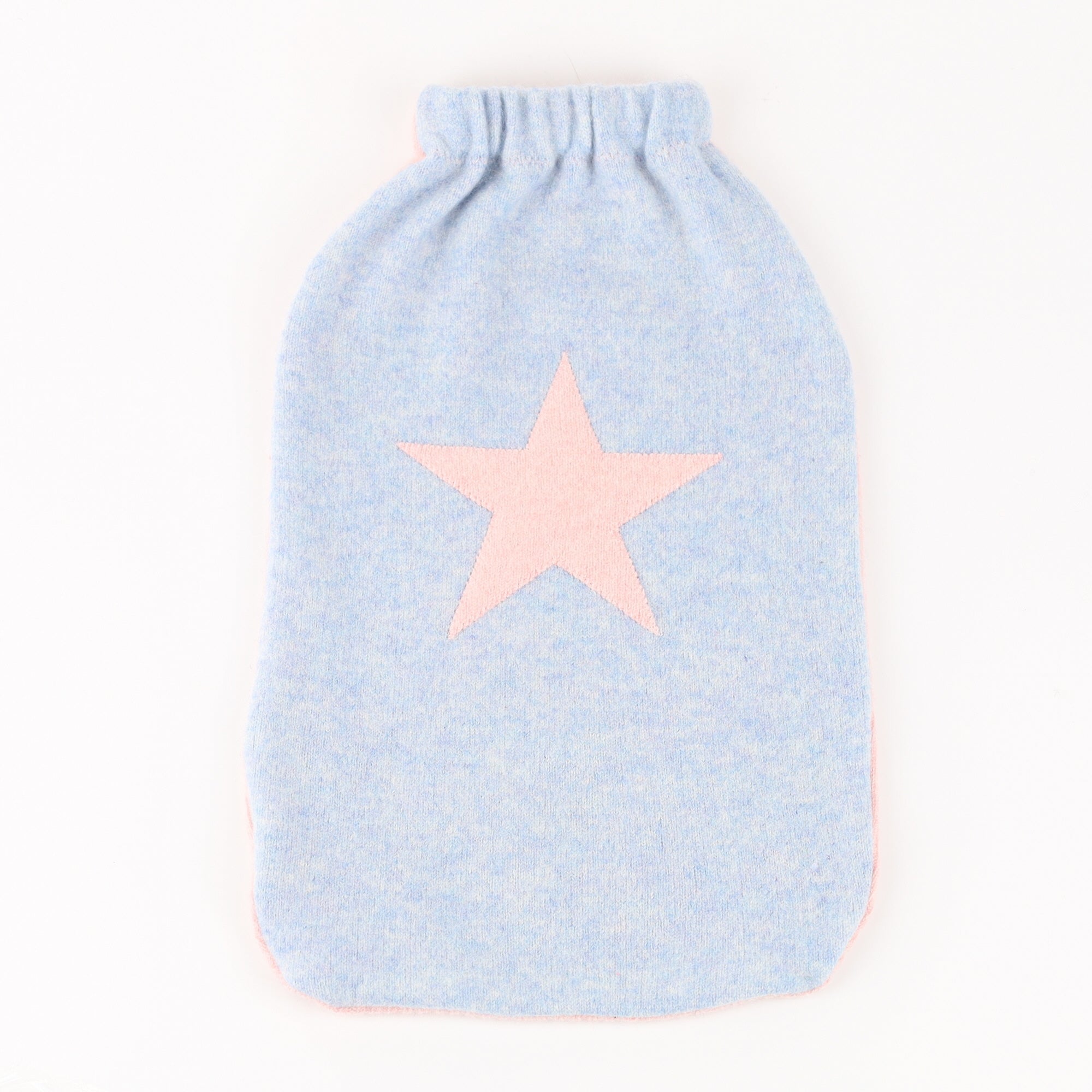 Sky Blue and Pink Cashmere Large Hot Water Bottle