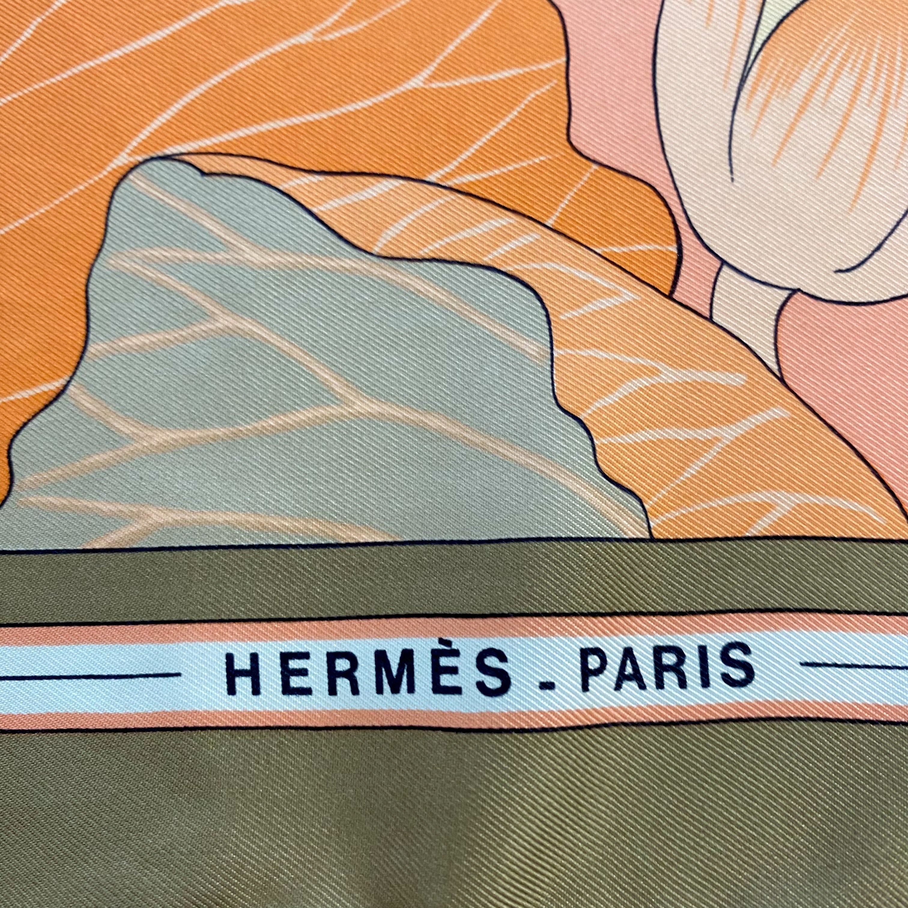 Boxed Hermès Fleurs De Lotus Silk Scarf