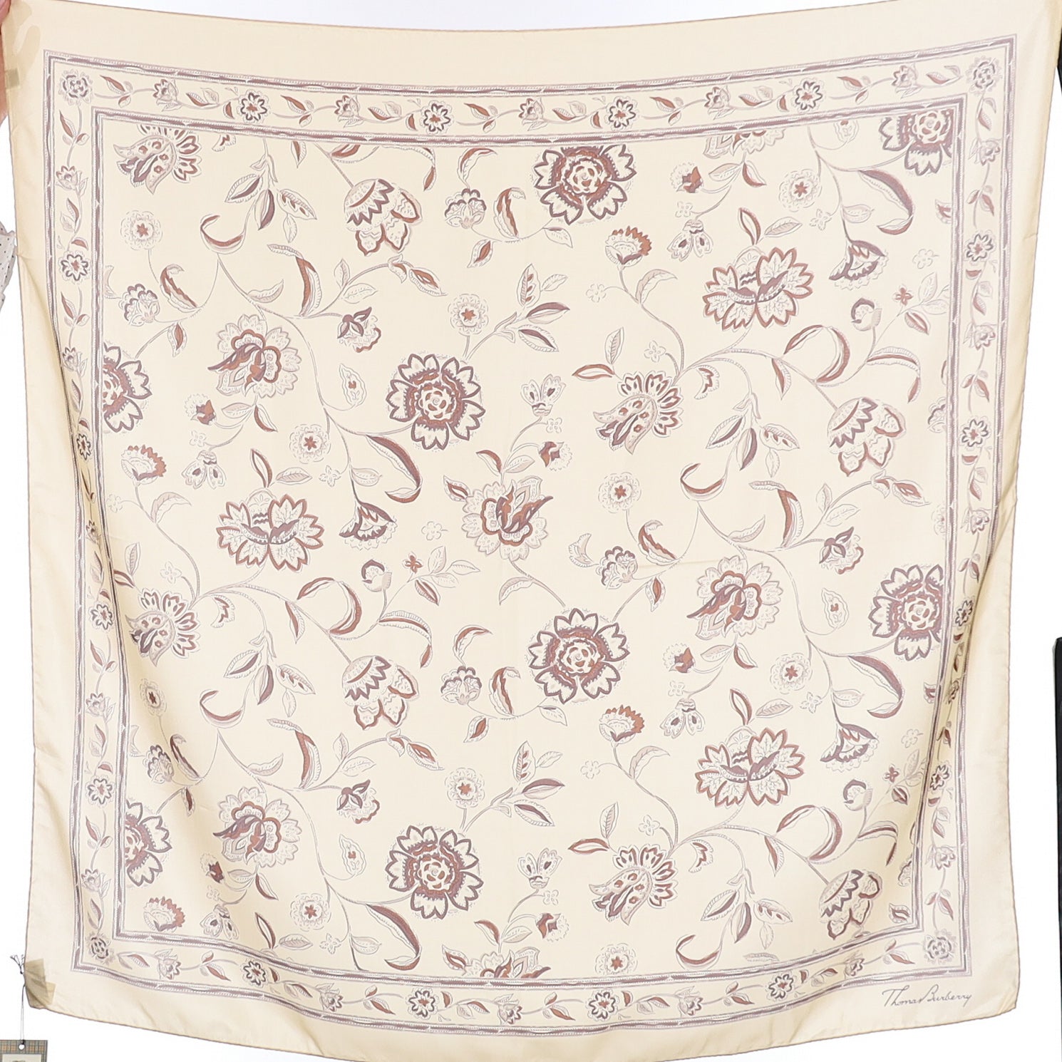 Thomas Burberry Vintage Floral Silk Scarf