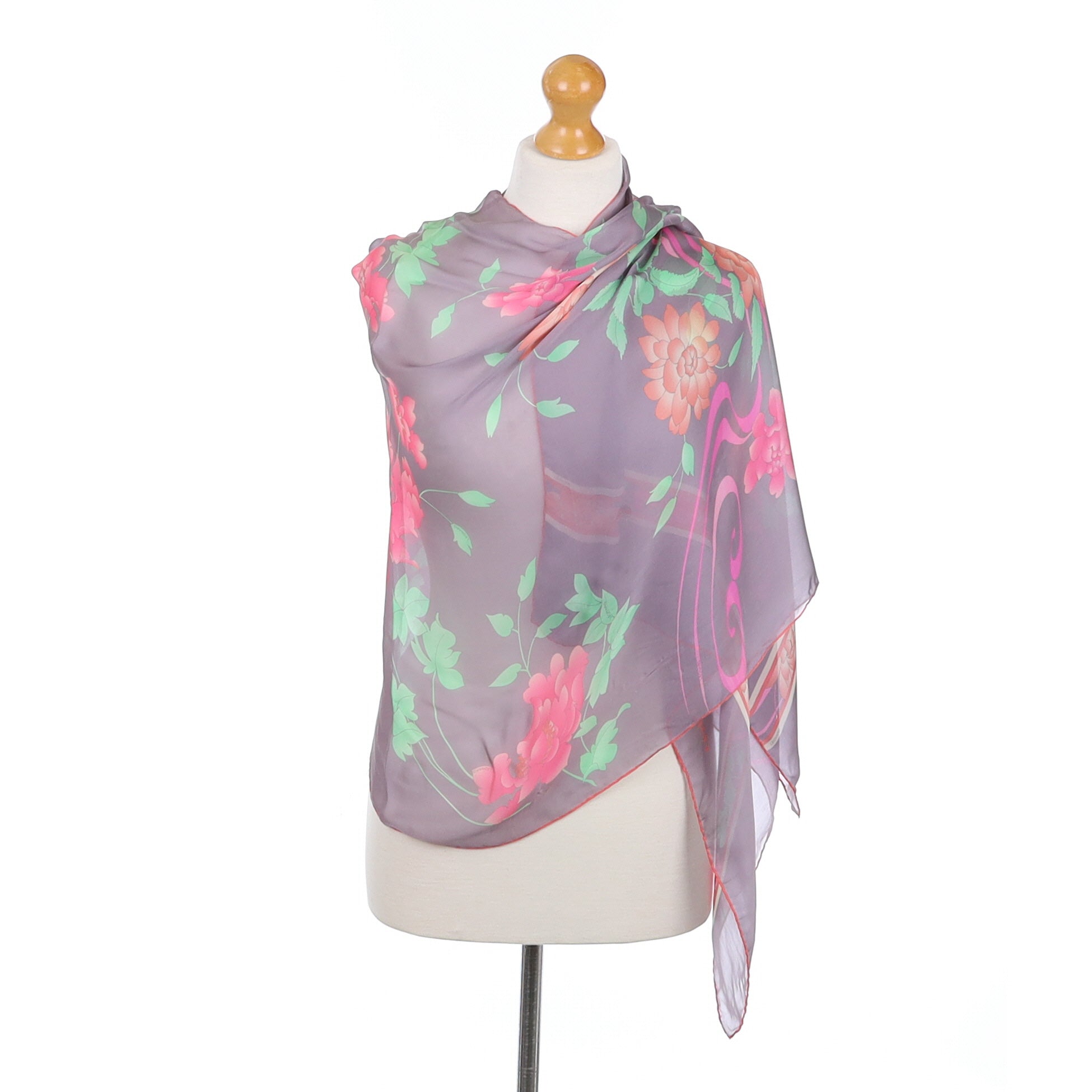 Leonard Paris Floral Designer Silk Scarf