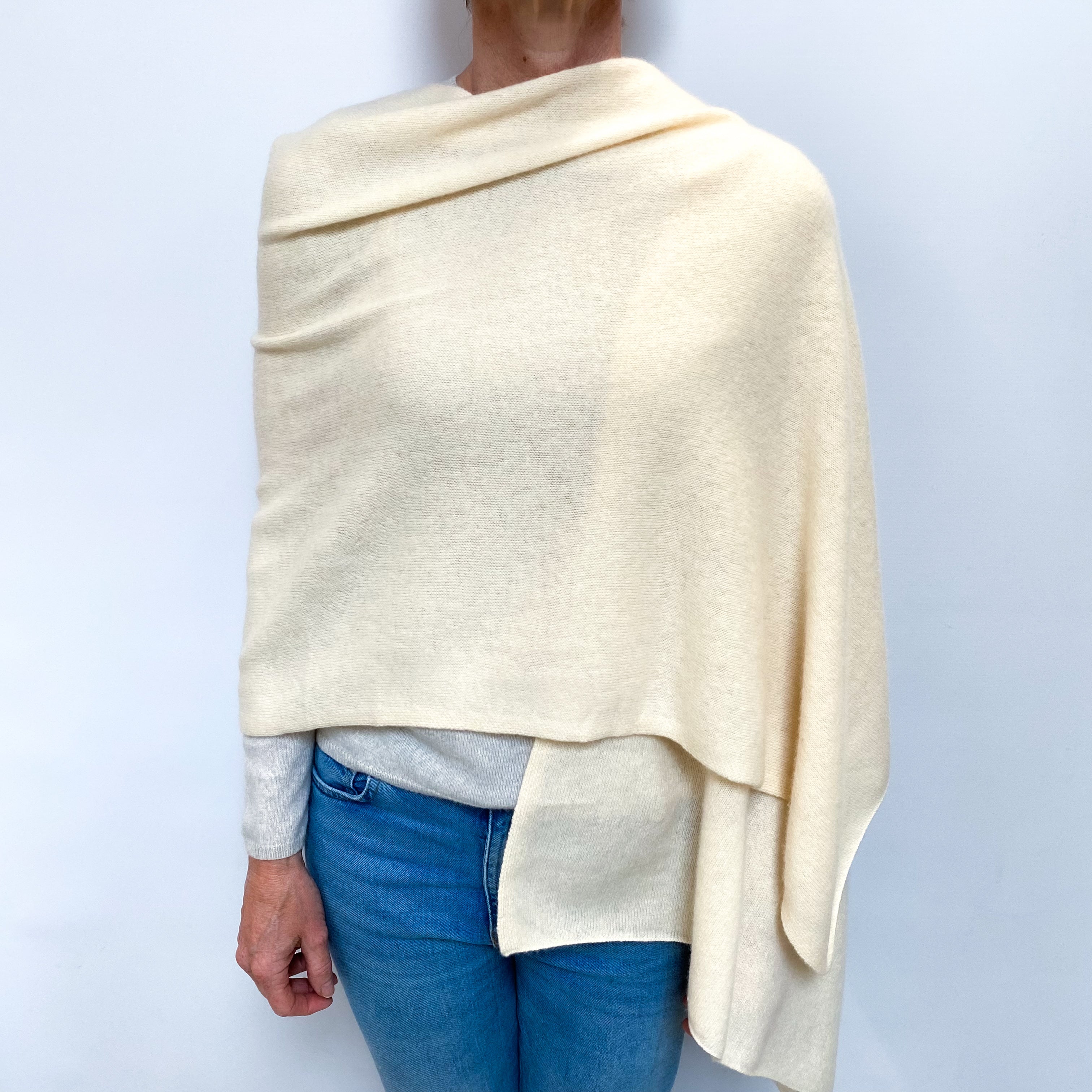 Brand New Vanilla Cream Recycled Cashmere Wrap DISPATCHED W/C 21ST OCTOBER