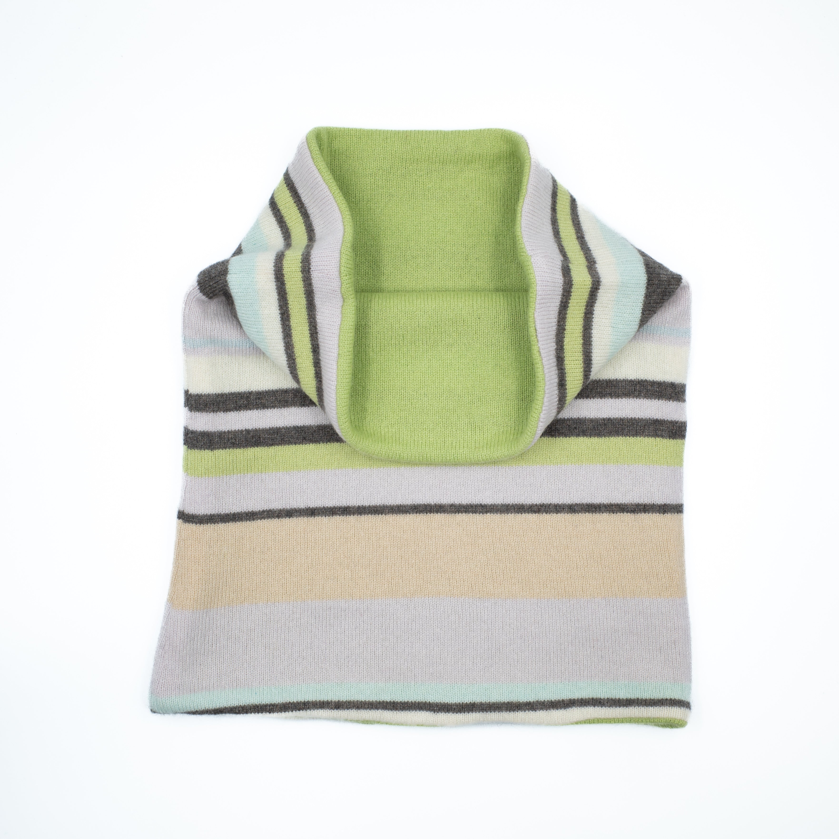 Green Striped Luxury Double Layered Snood