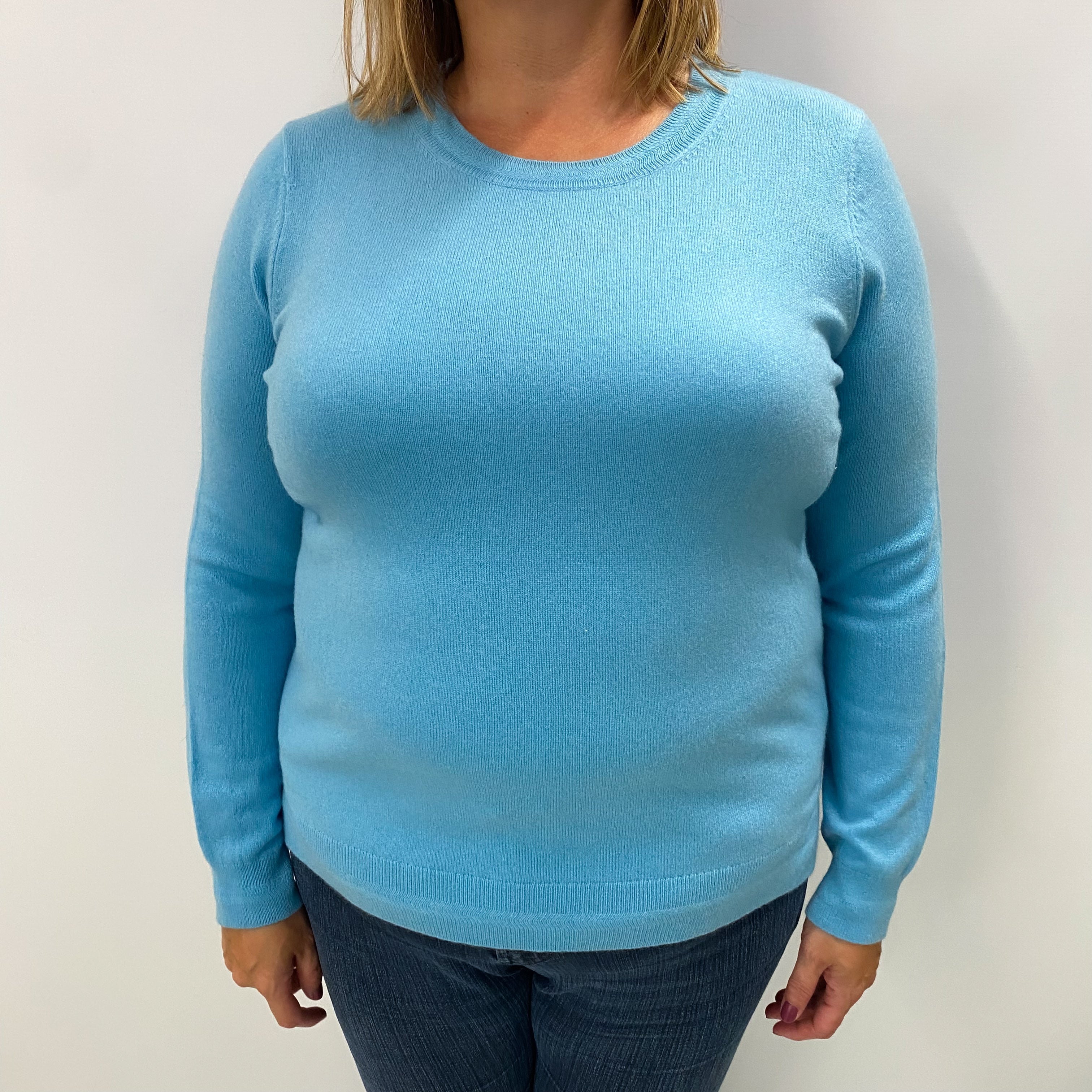 Sky Blue Cashmere Crew Neck Jumper Extra Large