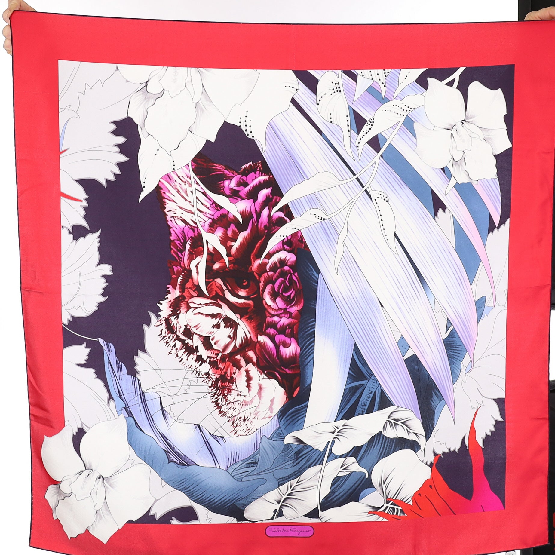 Immaculate Salvatore Ferrragamo Abstract Floral Silk Scarf