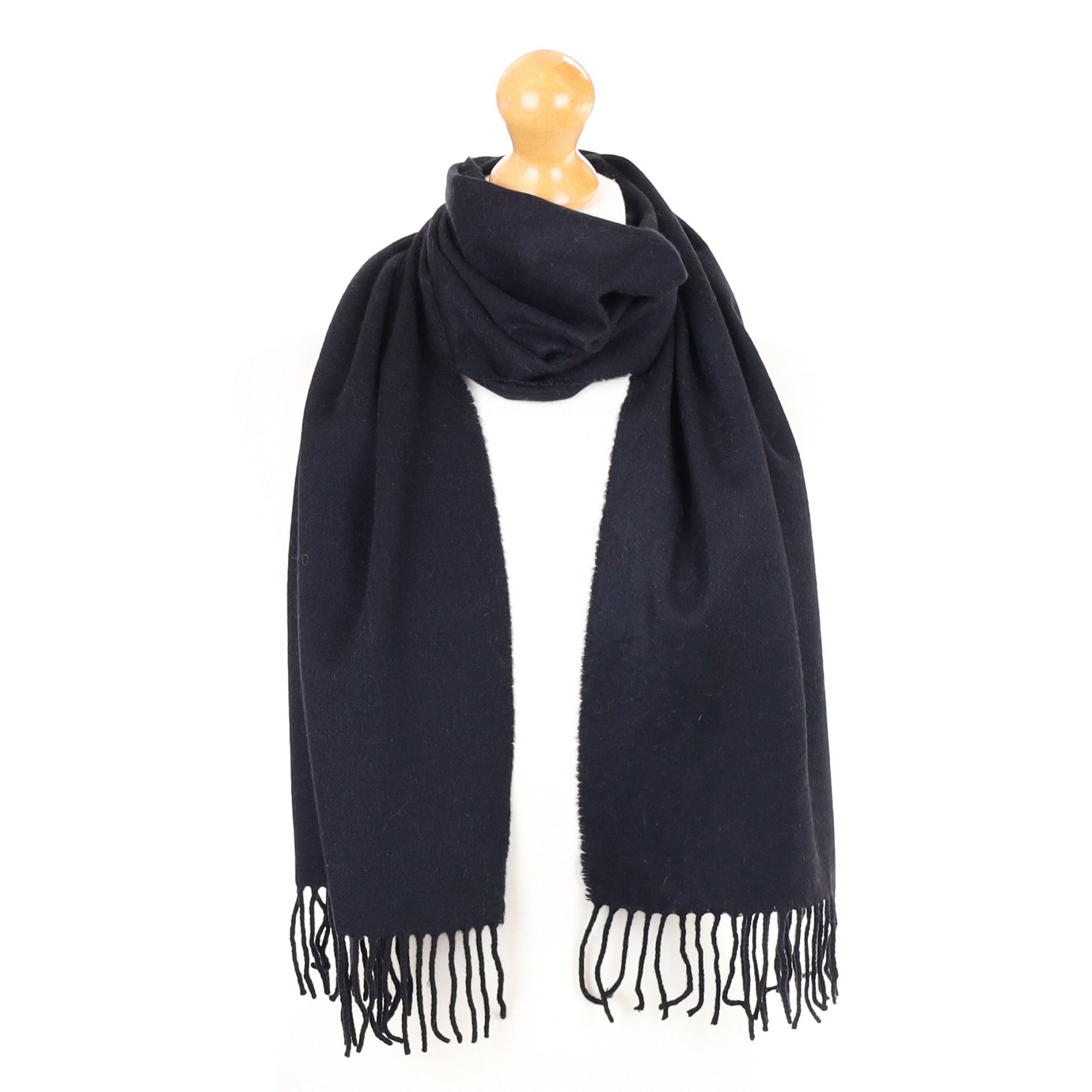 Black Fringed Cashmere Woven Scarf