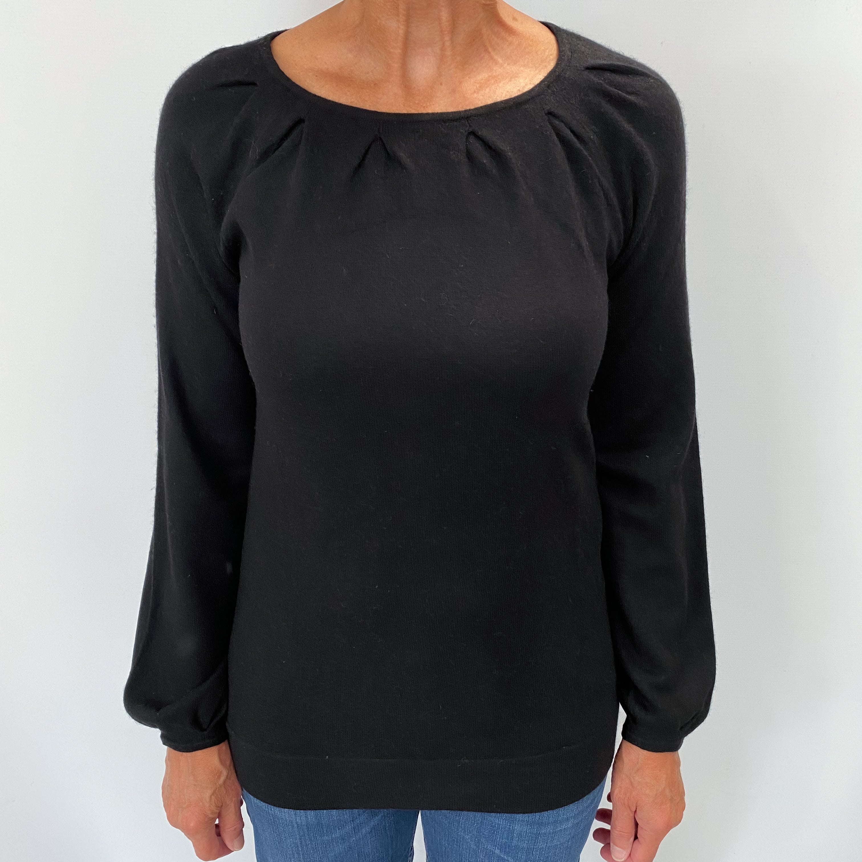 Black Cashmere Boat Neck Jumper Medium