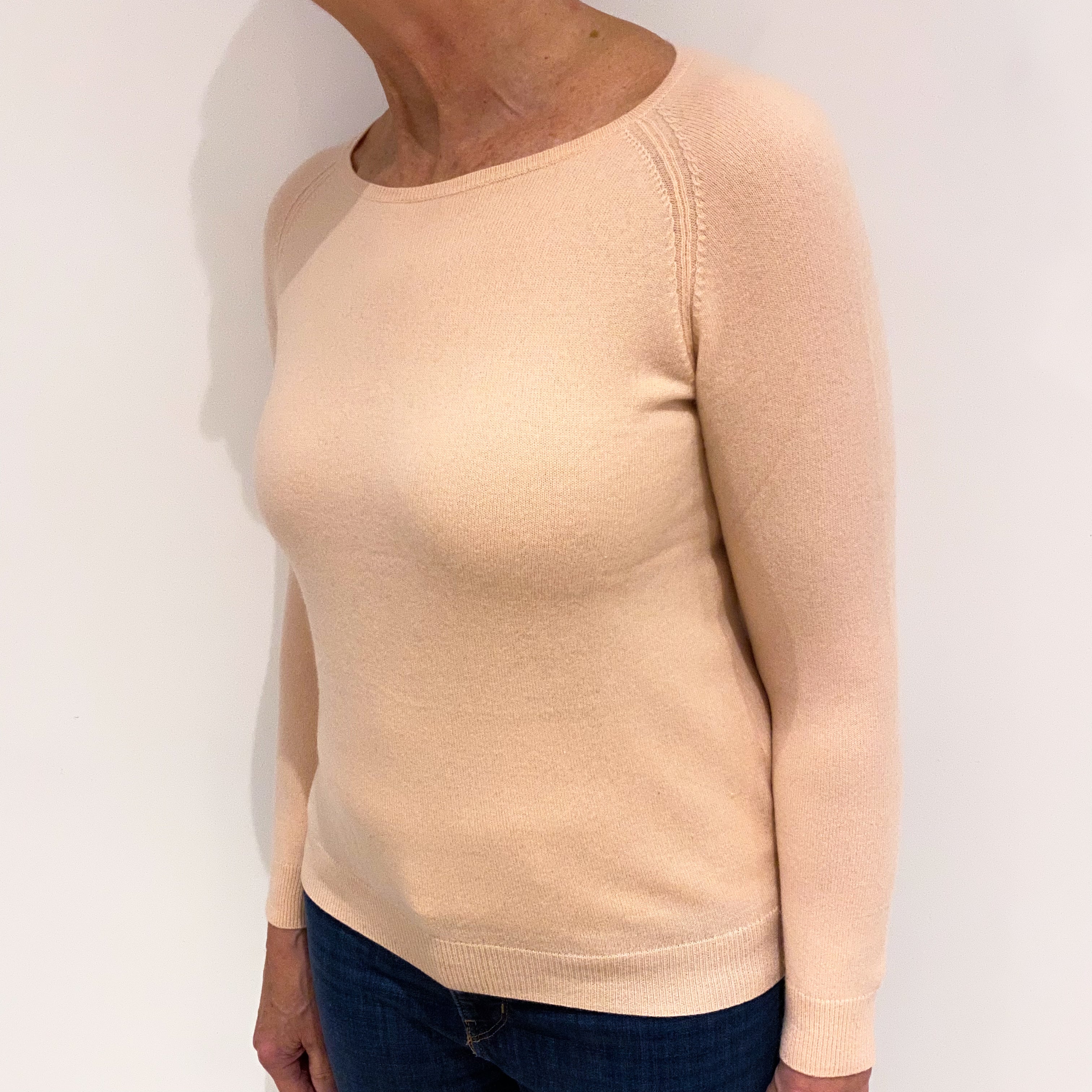 Melon Pink Cashmere Crew Neck Jumper Medium