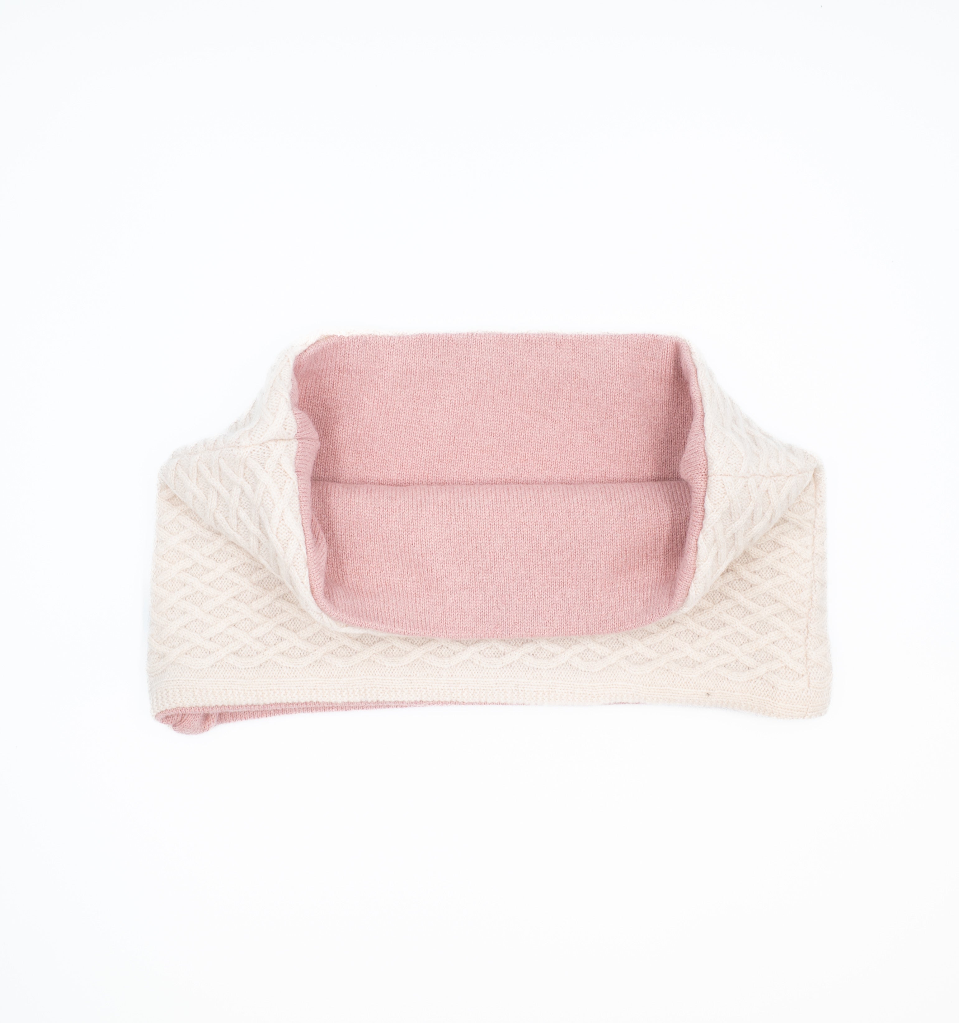 Ice Pink Textured Knit and Mauve Pink Neck Warmer