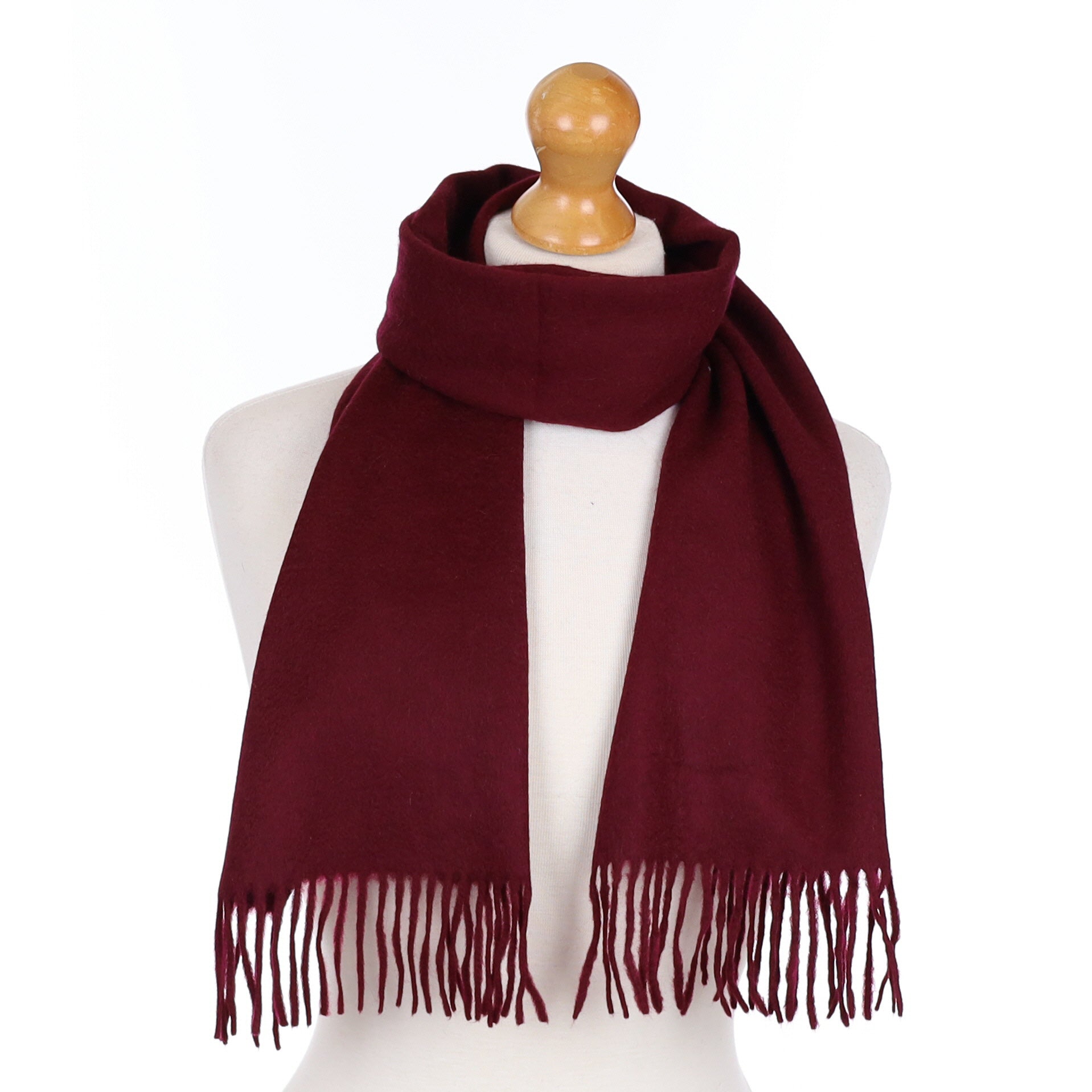 Mulberry Purple Cashmere Fringed Woven Scarf