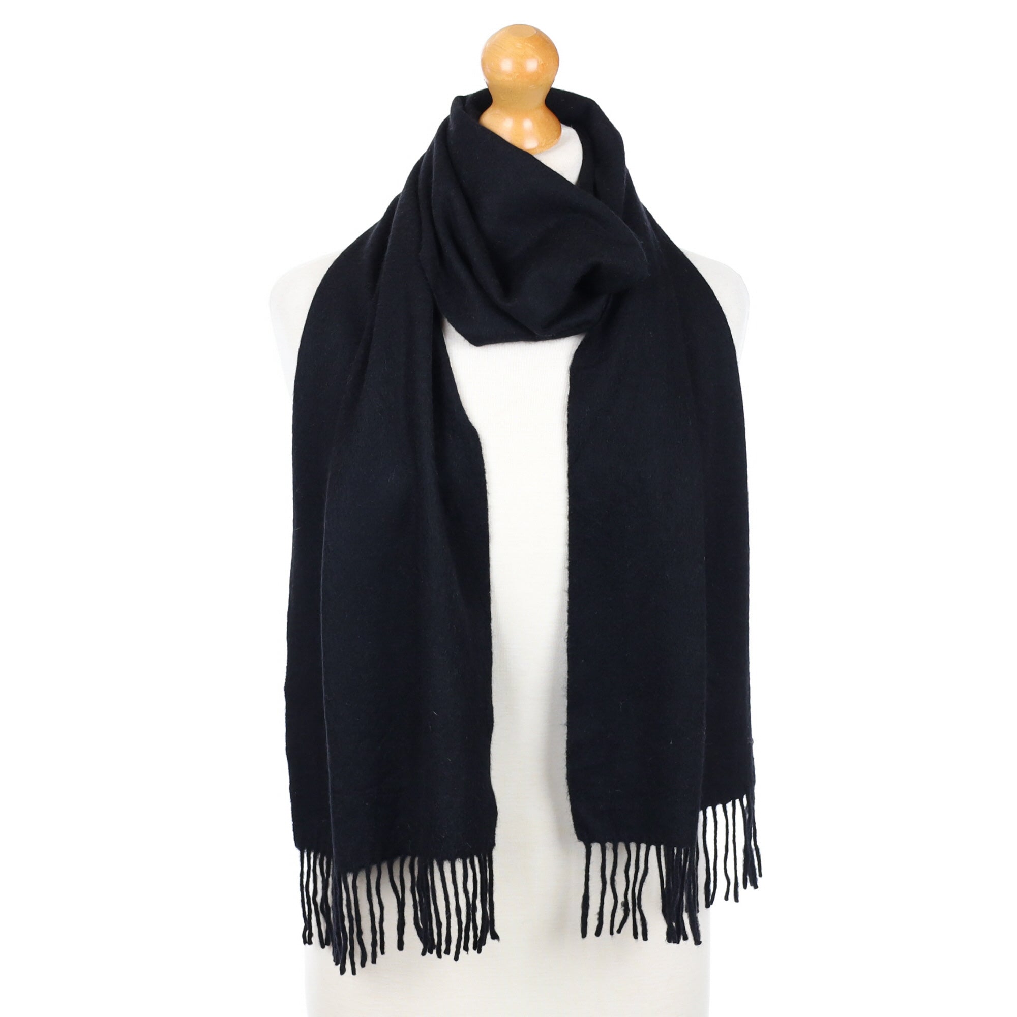 Black Fringed Cashmere Woven Scarf