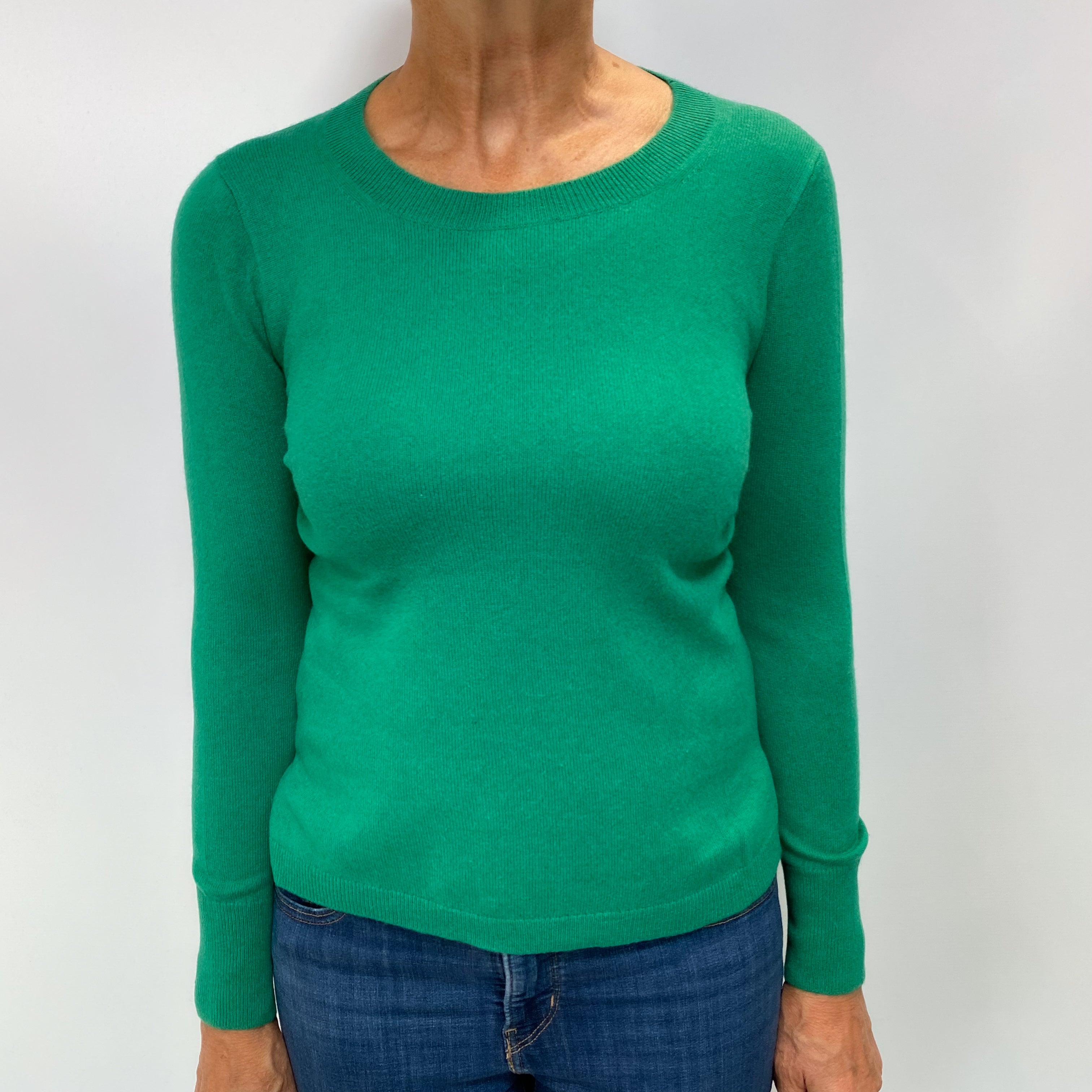 Shamrock Green Cashmere Crew Neck Jumper Medium