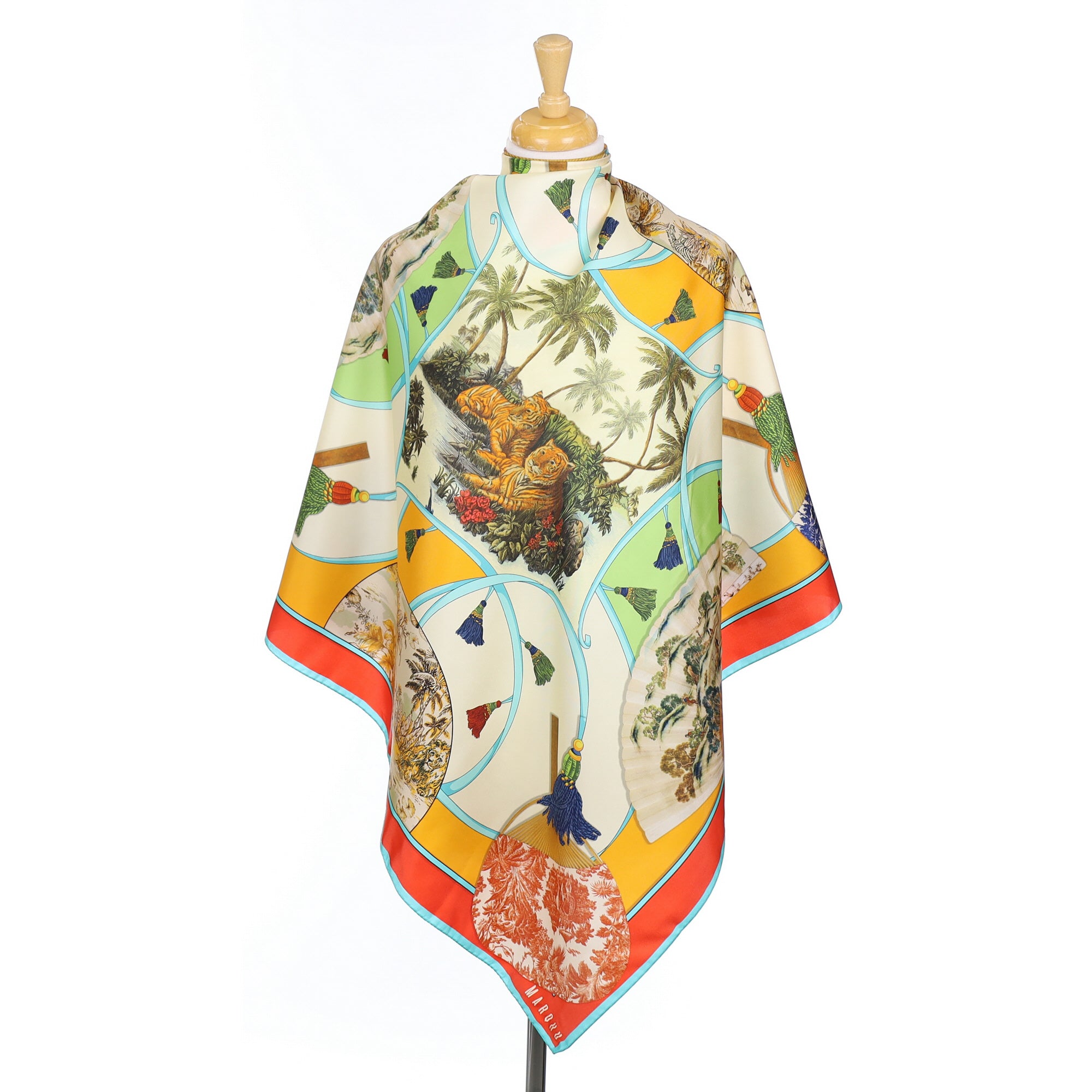 Marqhu Tiger Theme Silk Scarf