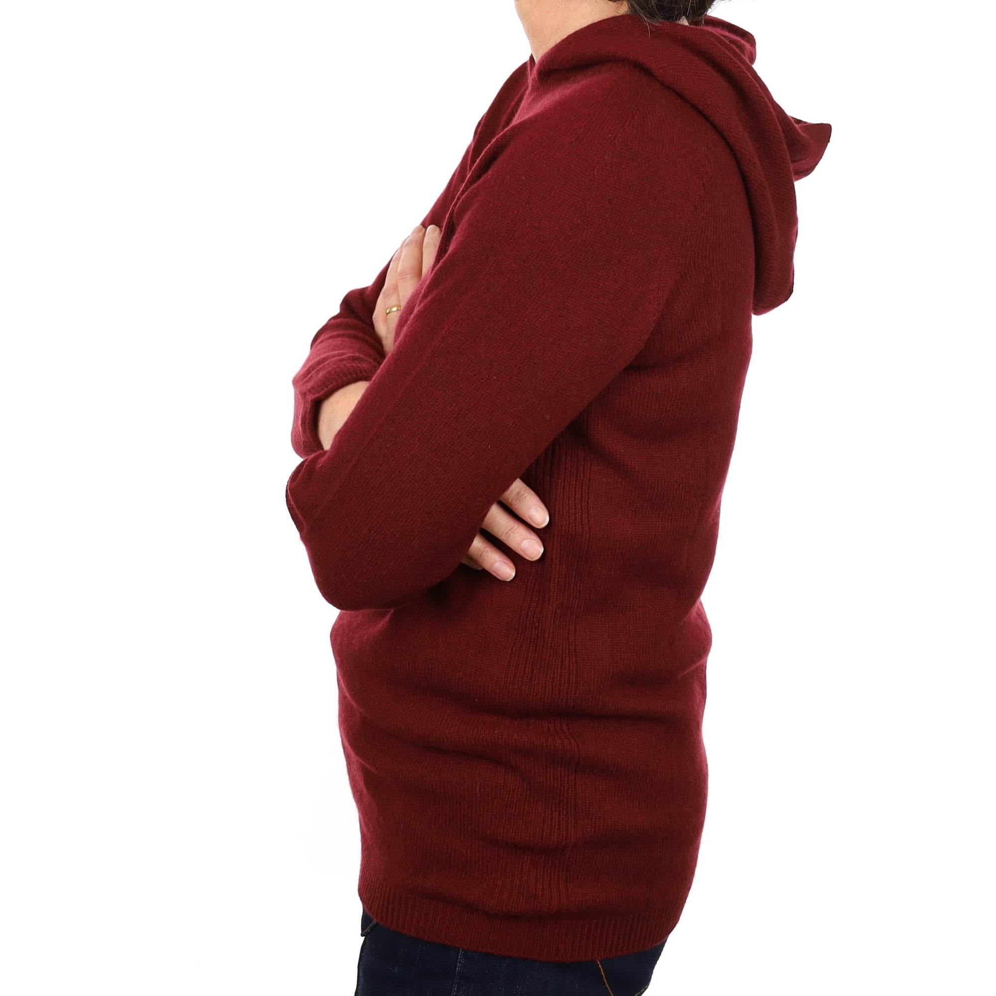 Brand New Scottish Maroon Red Cashmere Hoodie Medium