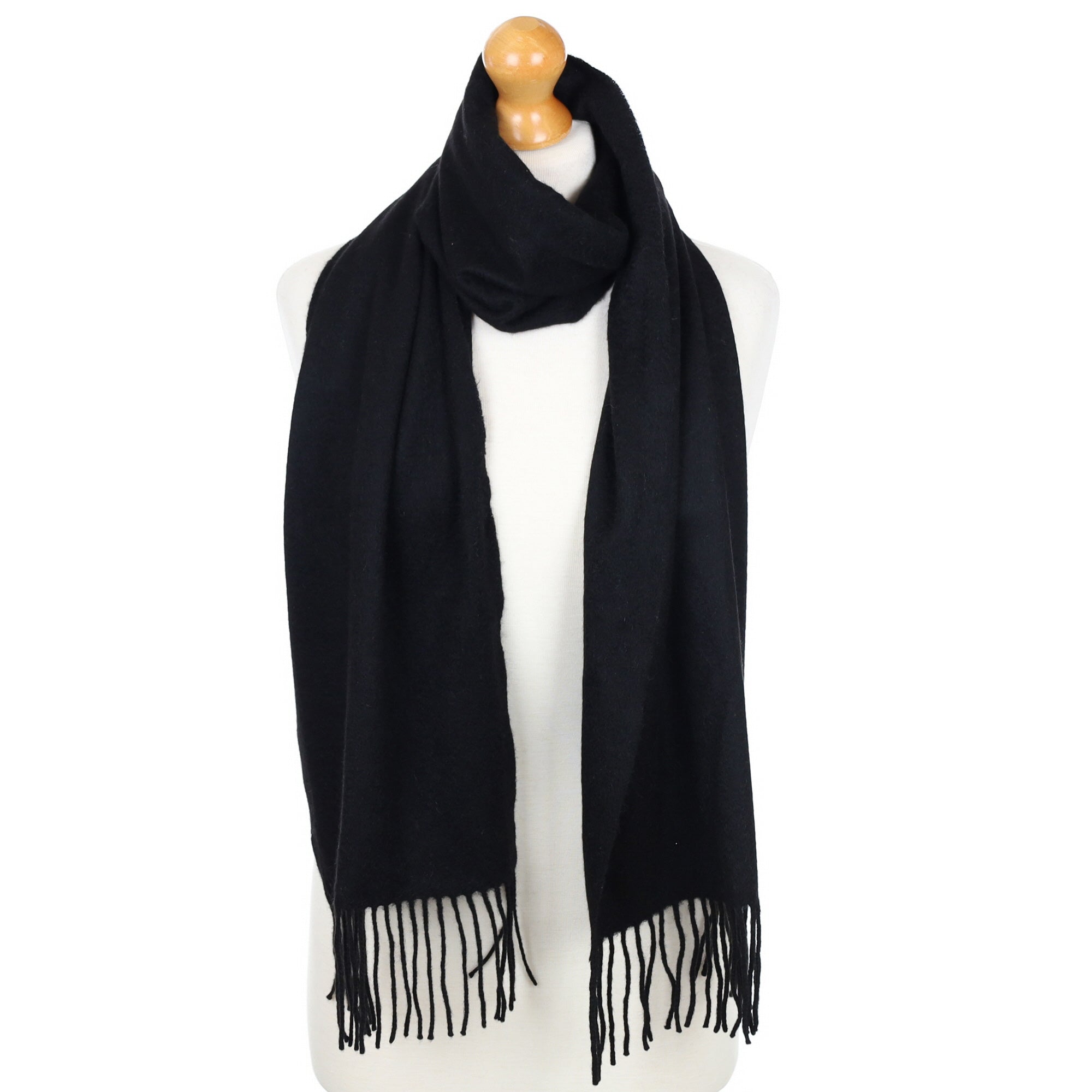 Black Fringed Cashmere Woven Scarf