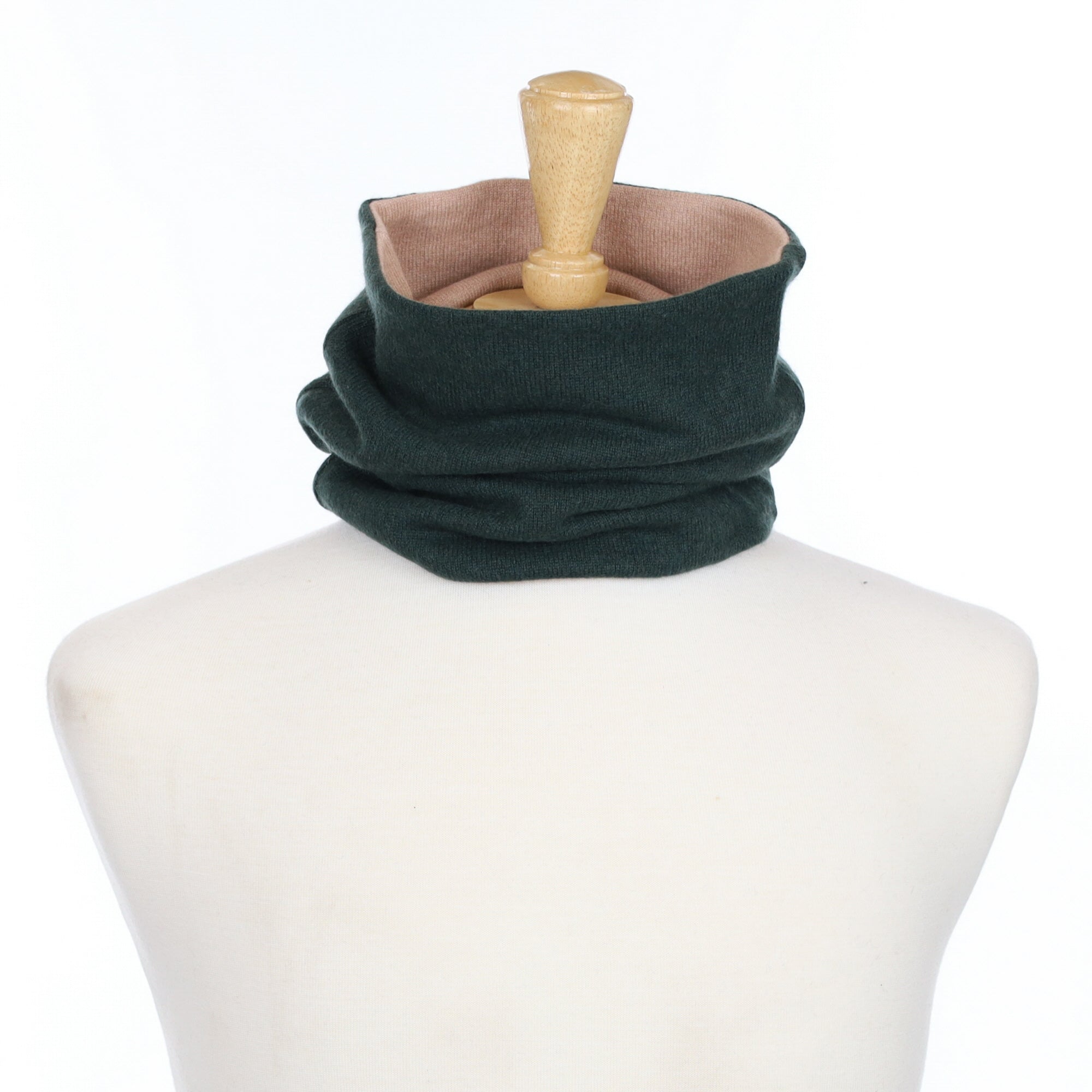 Forest Green and Buff Luxury Double Layered Snood