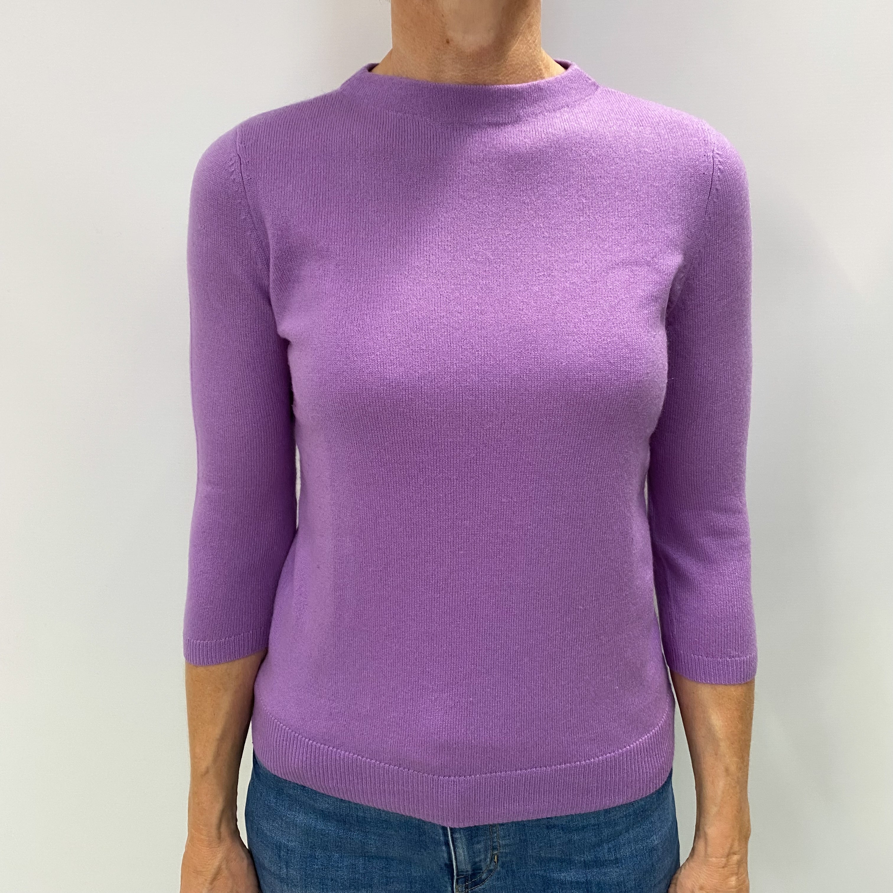 Lavender Purple Cashmere Turtle Neck Jumper Medium