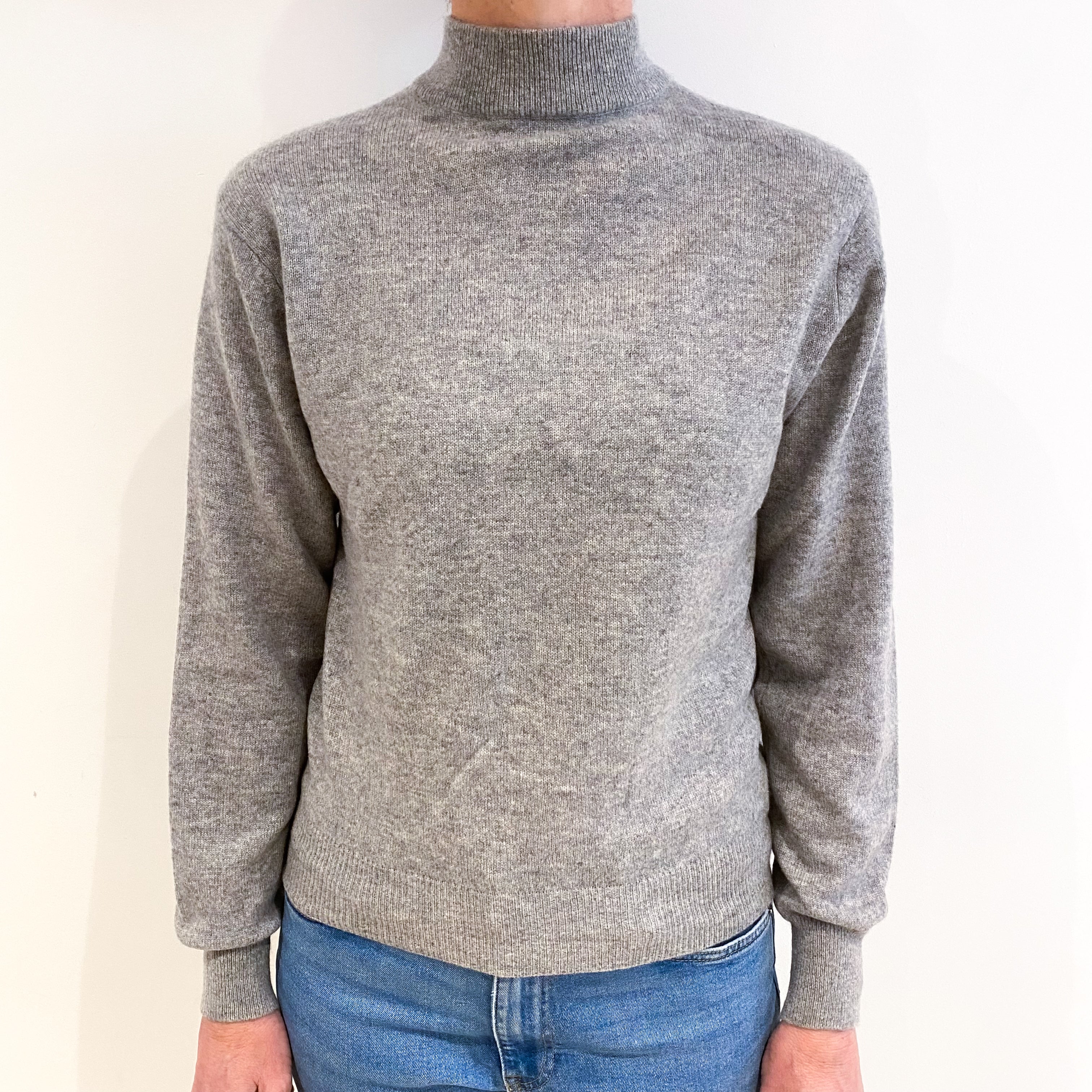 Smoke Grey Cashmere Turtle Neck Jumper Small