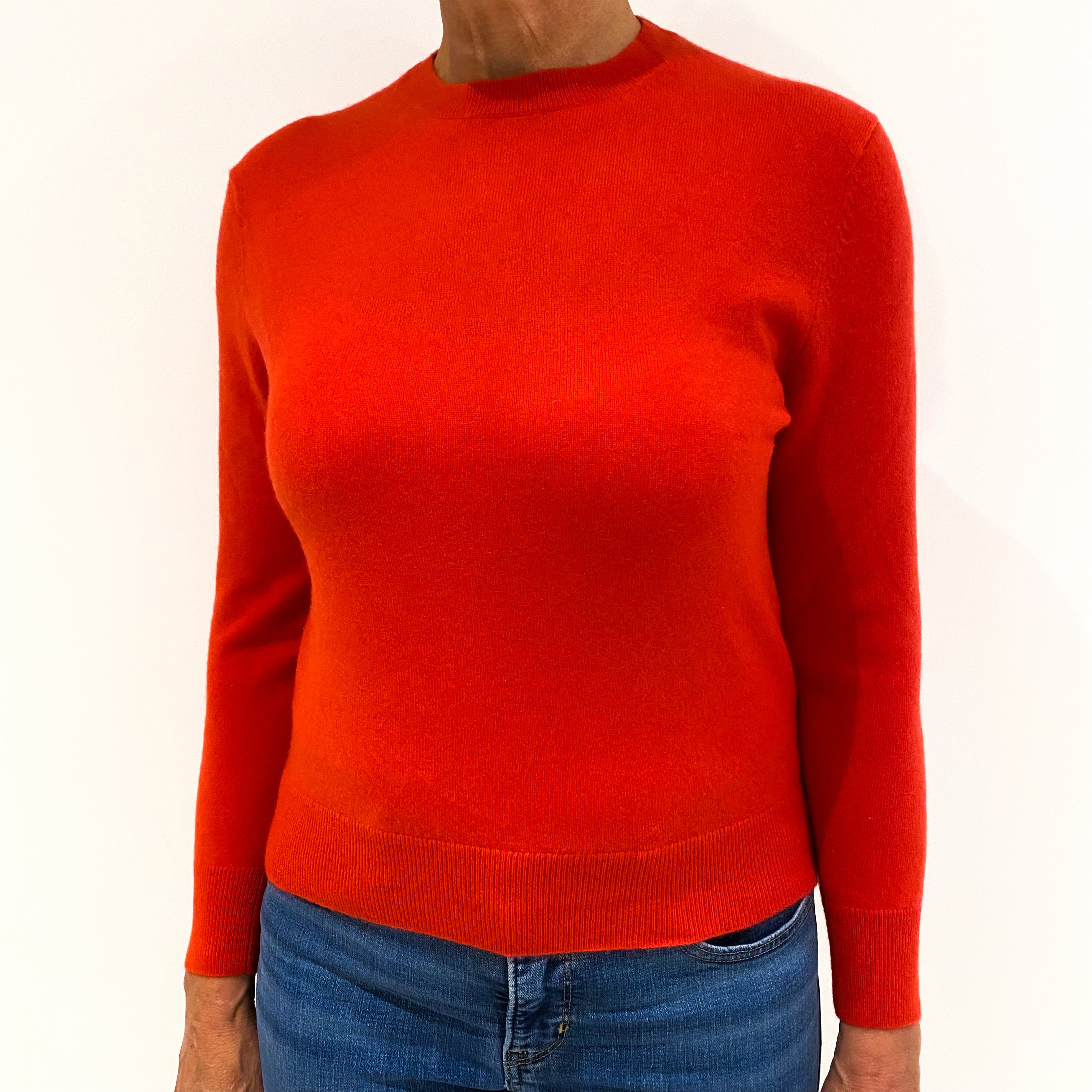 Vermillion Red Cashmere Crew Neck Jumper Medium