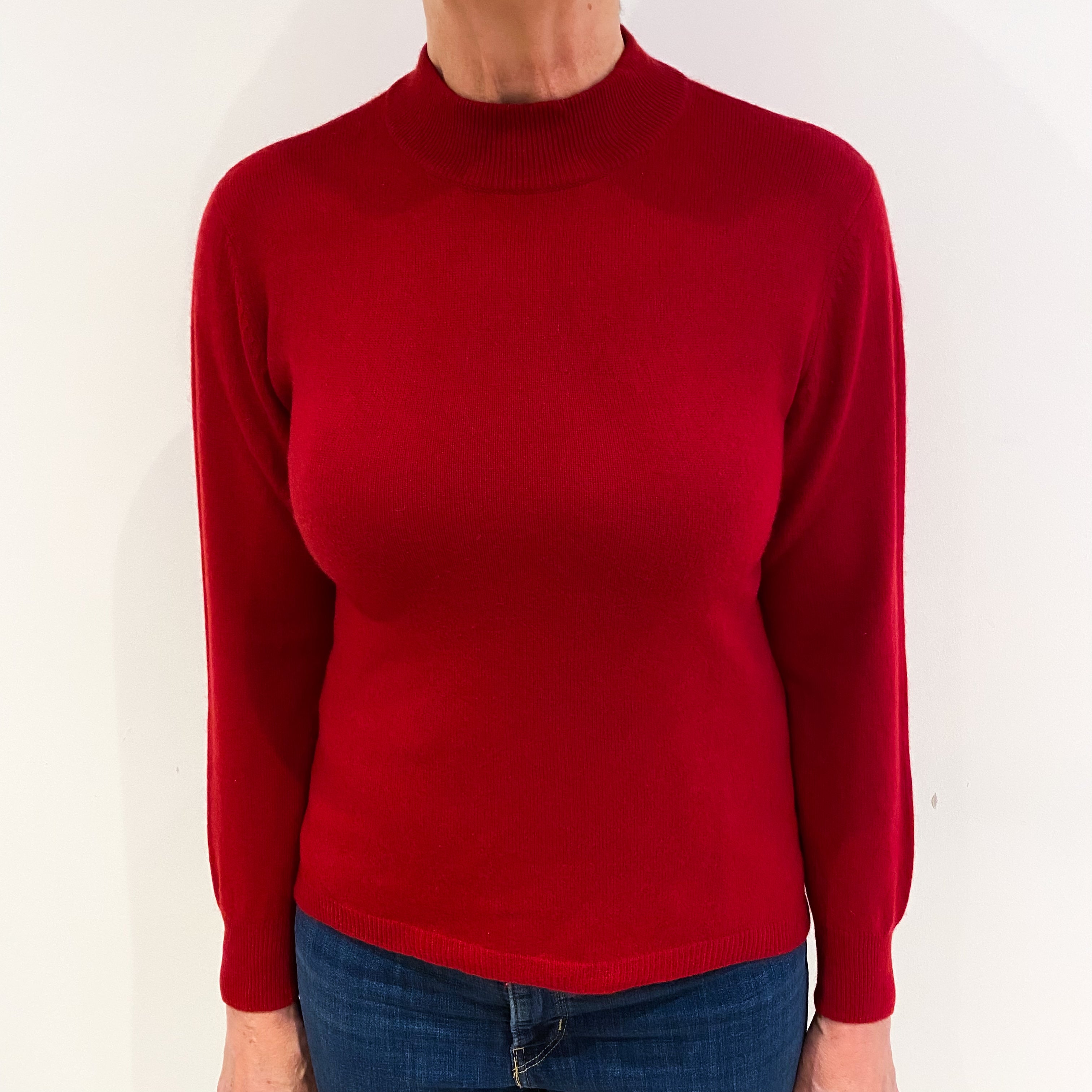 Post Box Red Cashmere Turtle Neck Jumper Medium