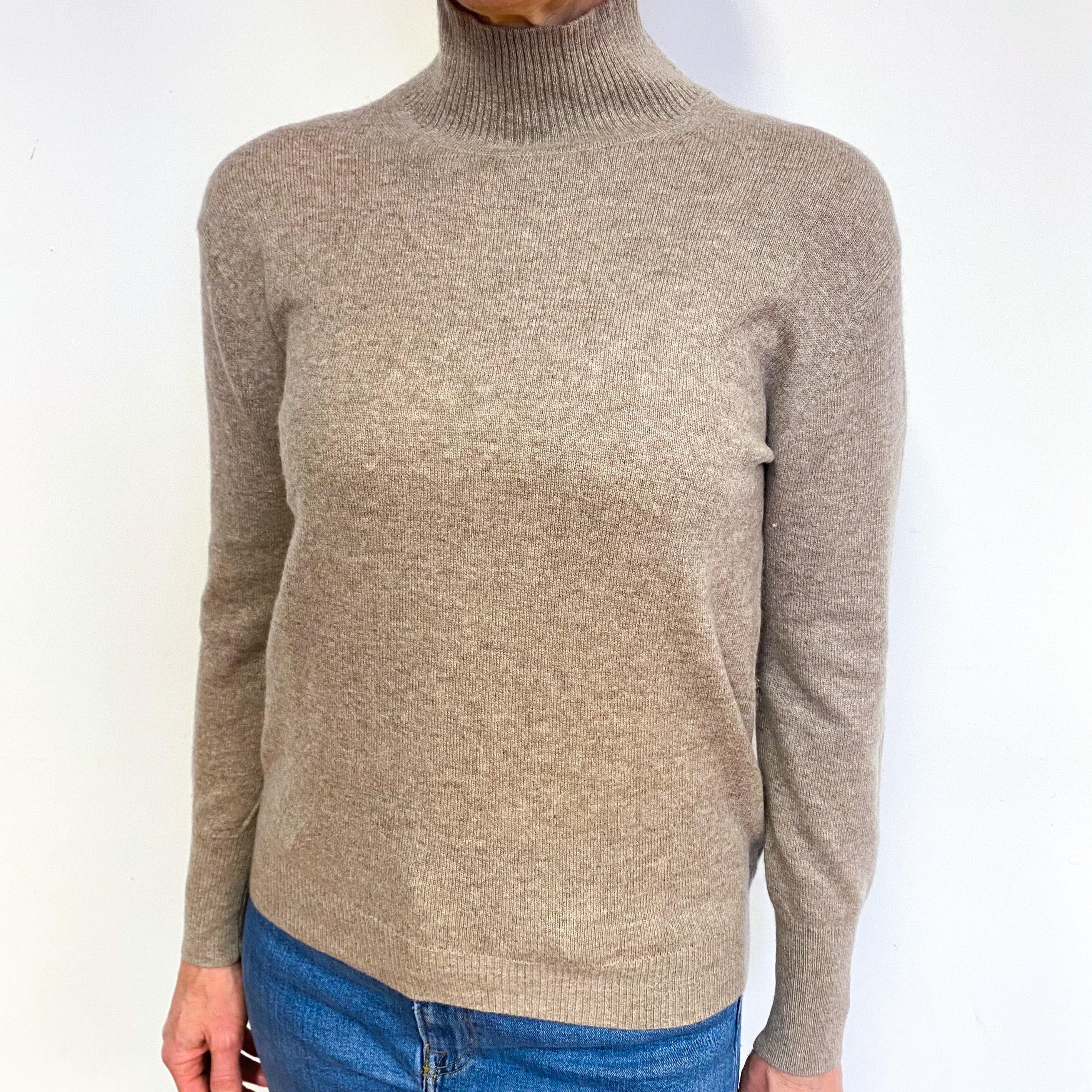 Mink Brown Cashmere Turtle Neck Jumper Medium