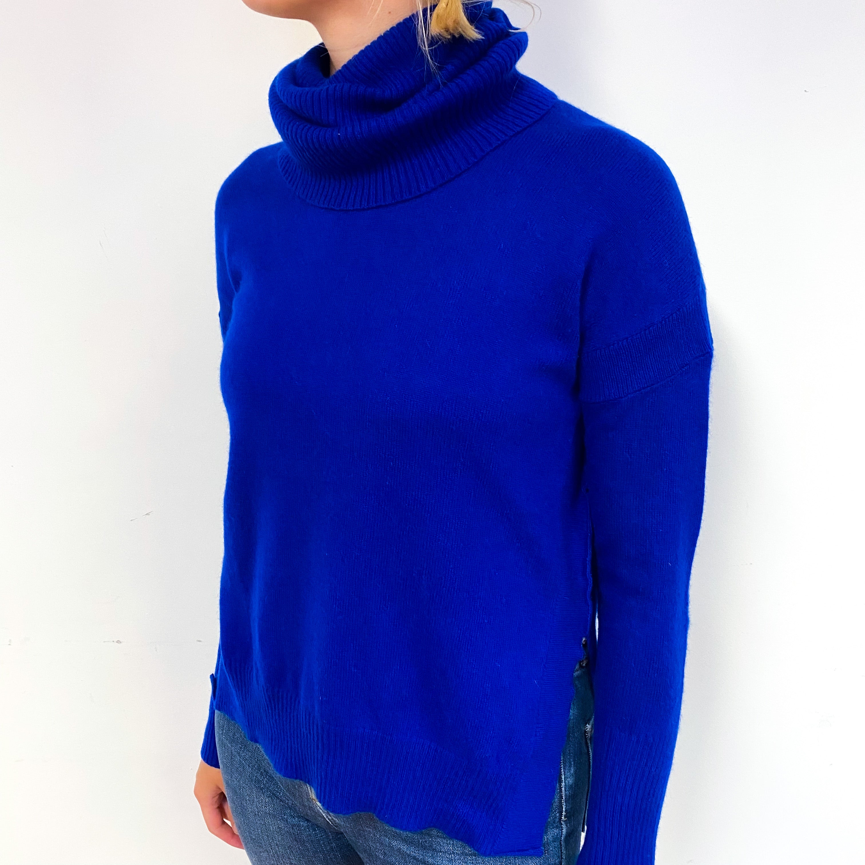 Indigo Blue Cashmere Cowl Neck Jumper Small