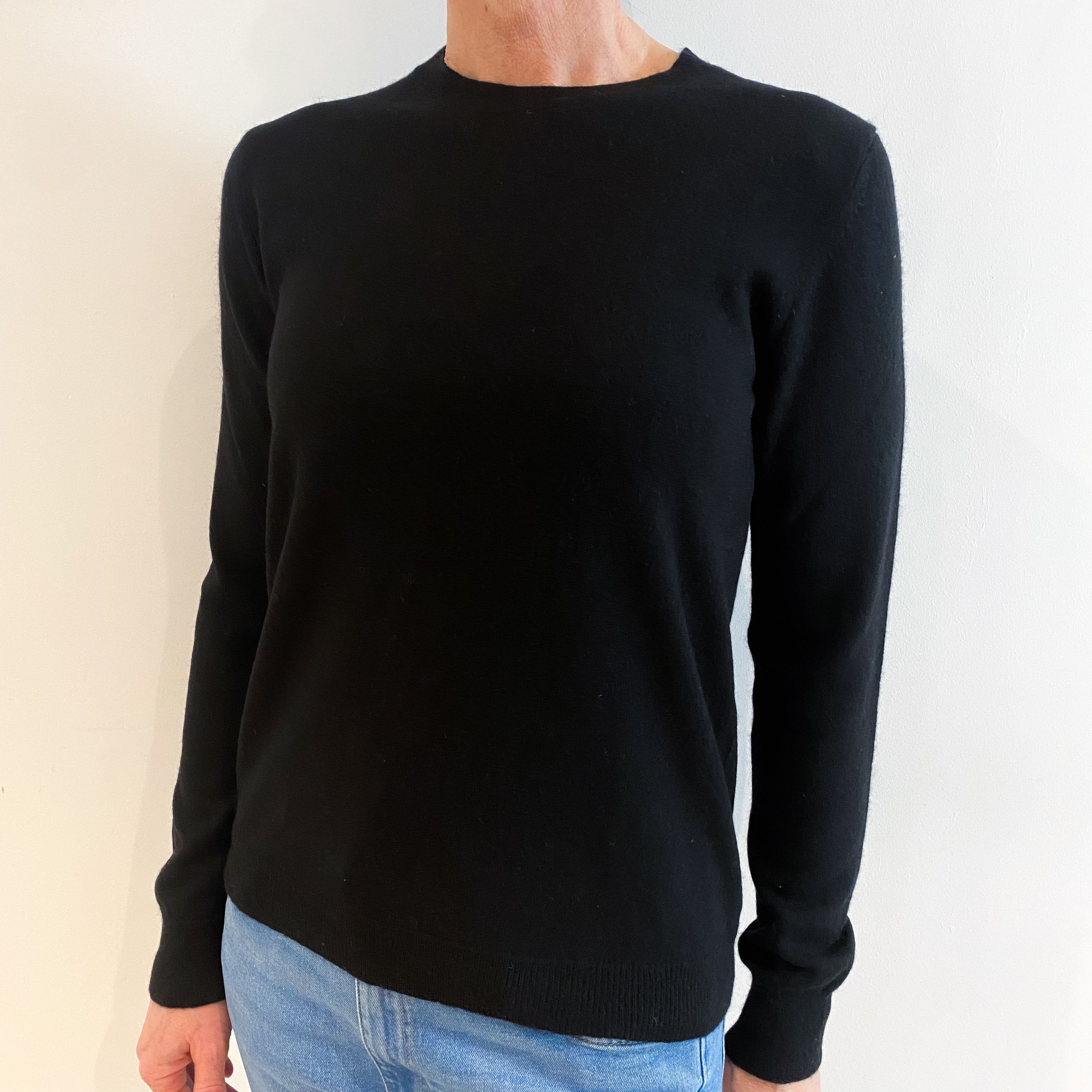 Black Cashmere Crew Neck Jumper Small