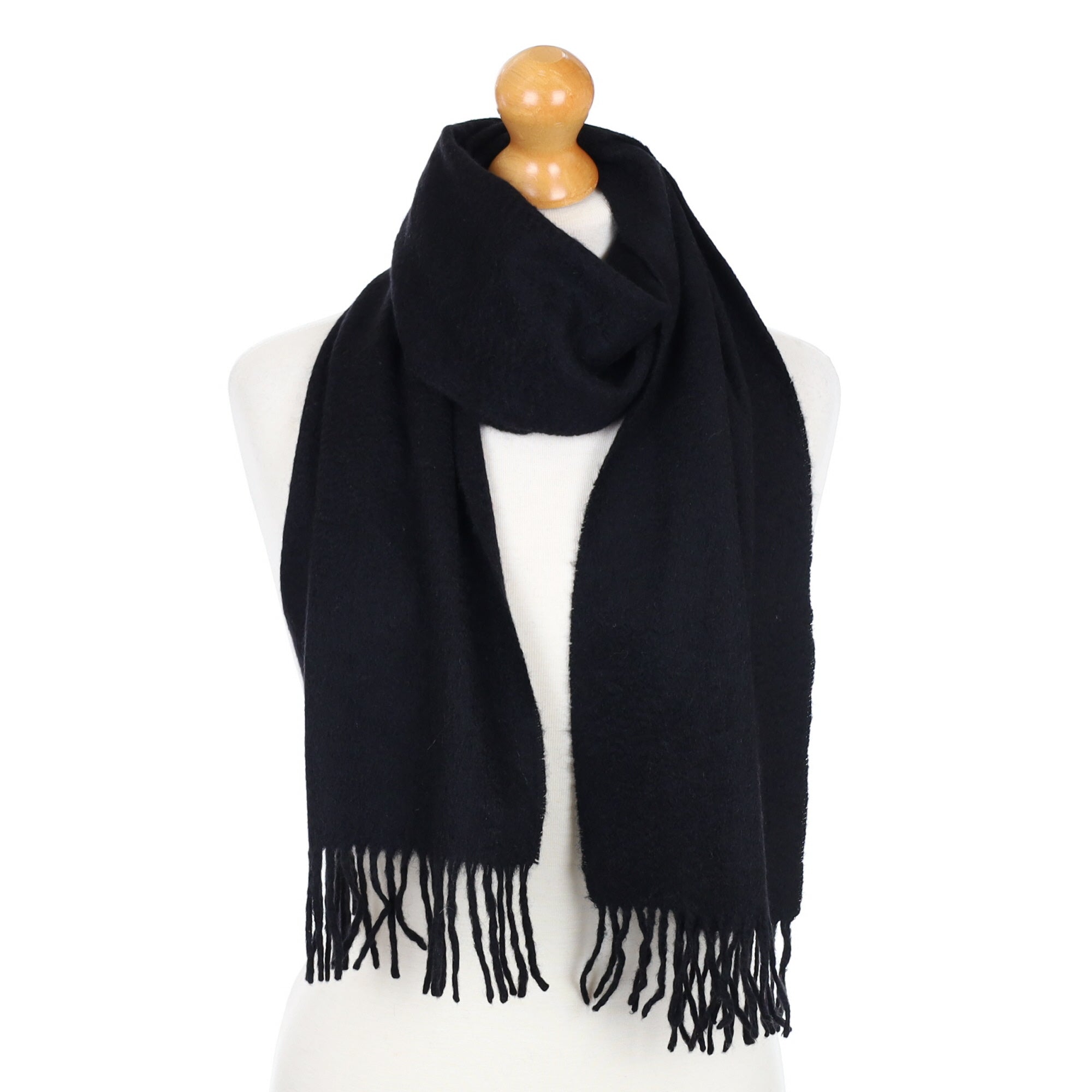 Black Fringed Cashmere Woven Scarf