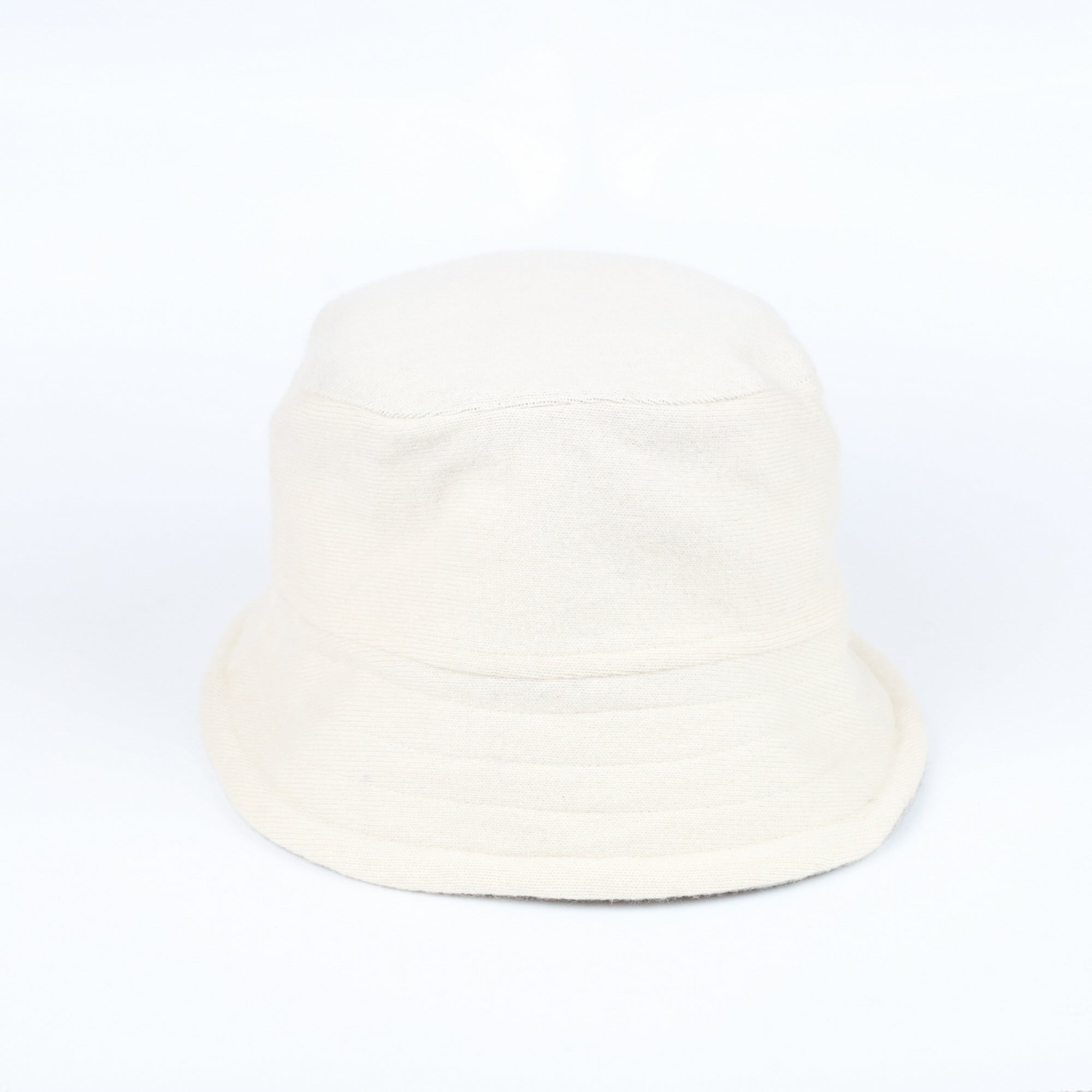 Ivory Cream Reversible Cashmere Bucket Hat Medium