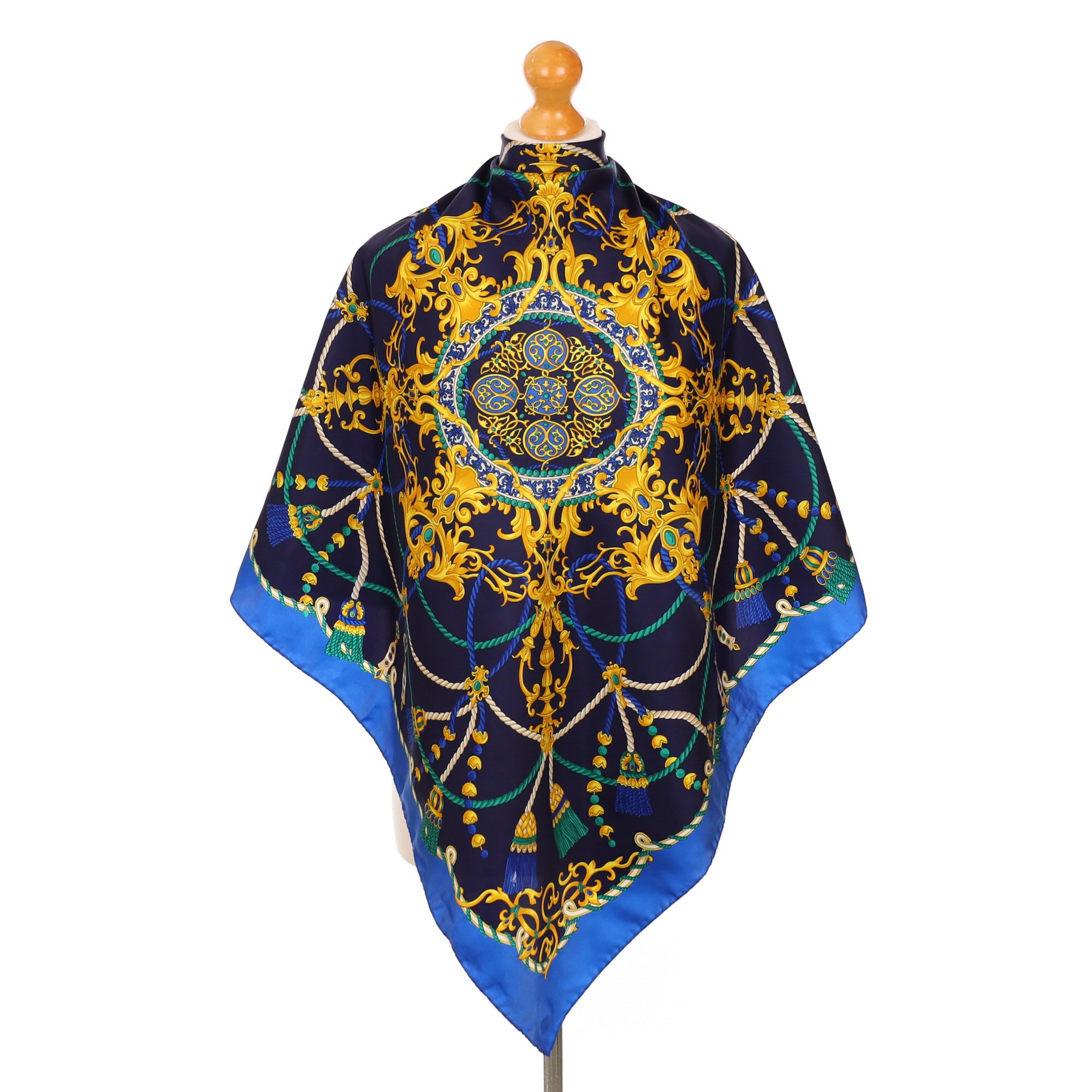 Italian Classic Blue and Yellow Silk Scarf