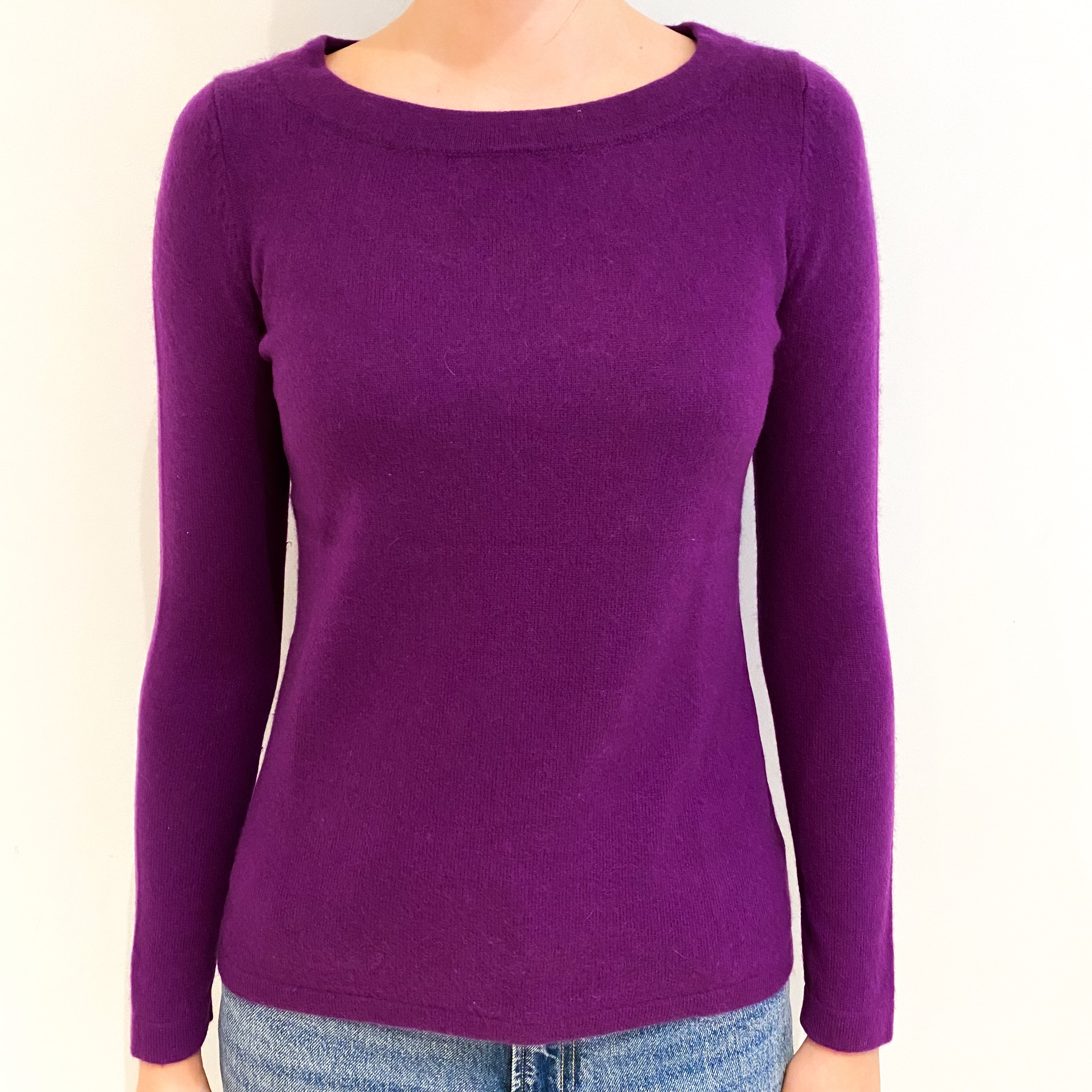 Viola Purple Cashmere Crew Neck Jumper Extra Small