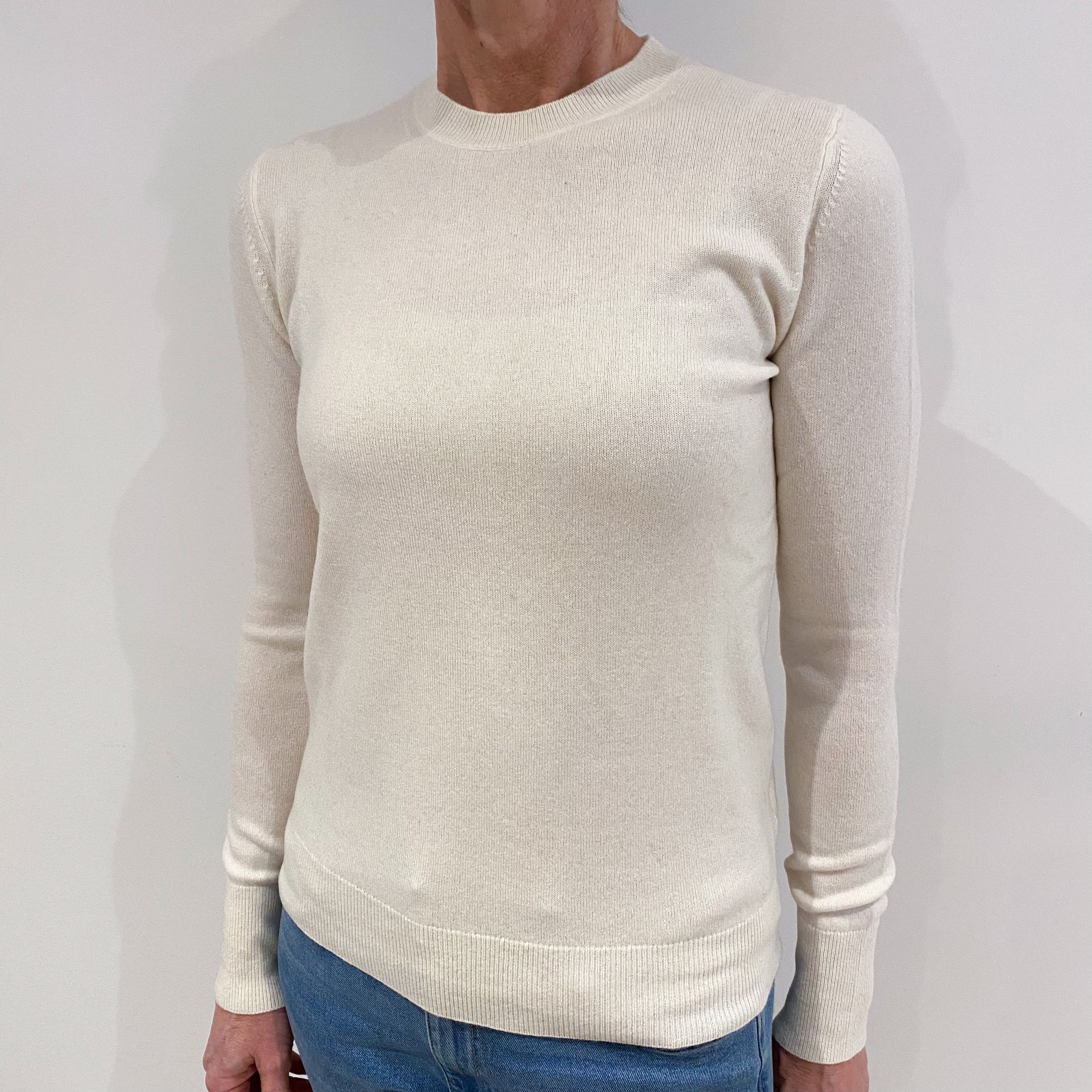 Winter White Cashmere Crew Neck Jumper Small