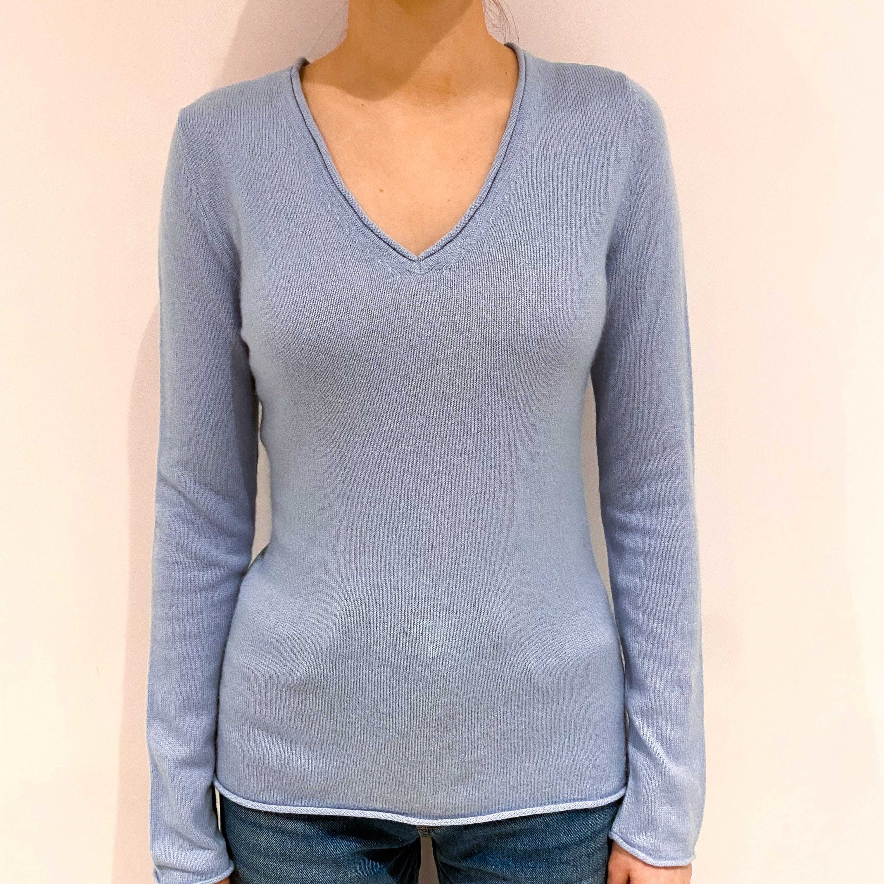 Pale Blue V-Neck Jumper Extra Small