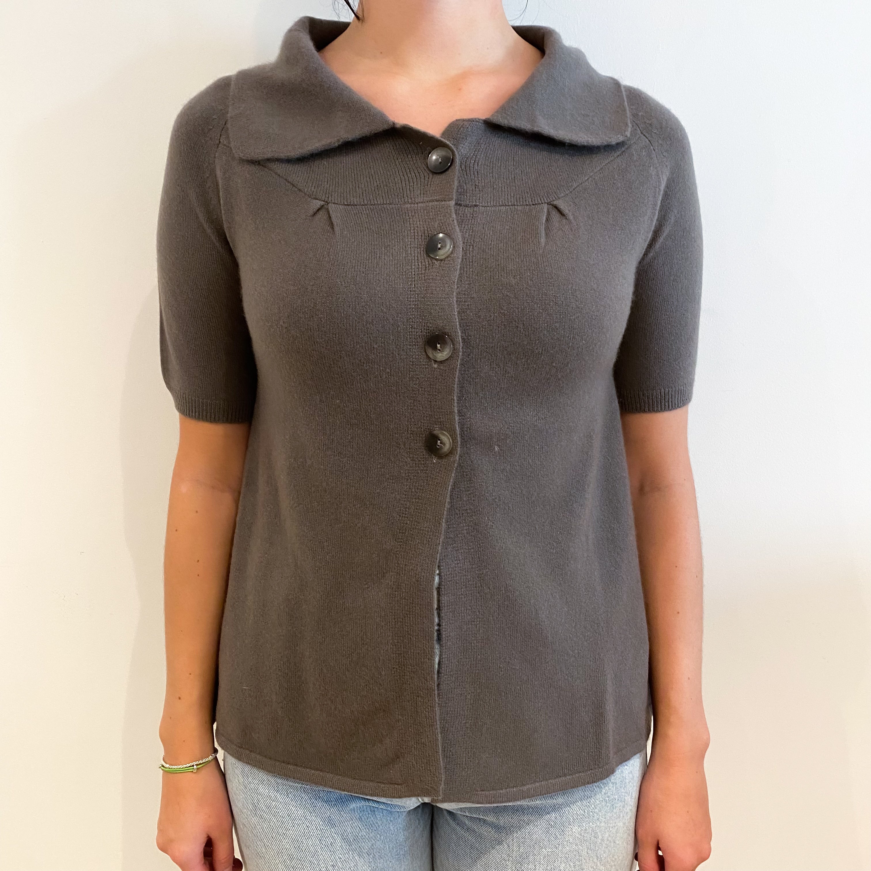 Mocha Brown Short Sleeved Cashmere Jacket Small