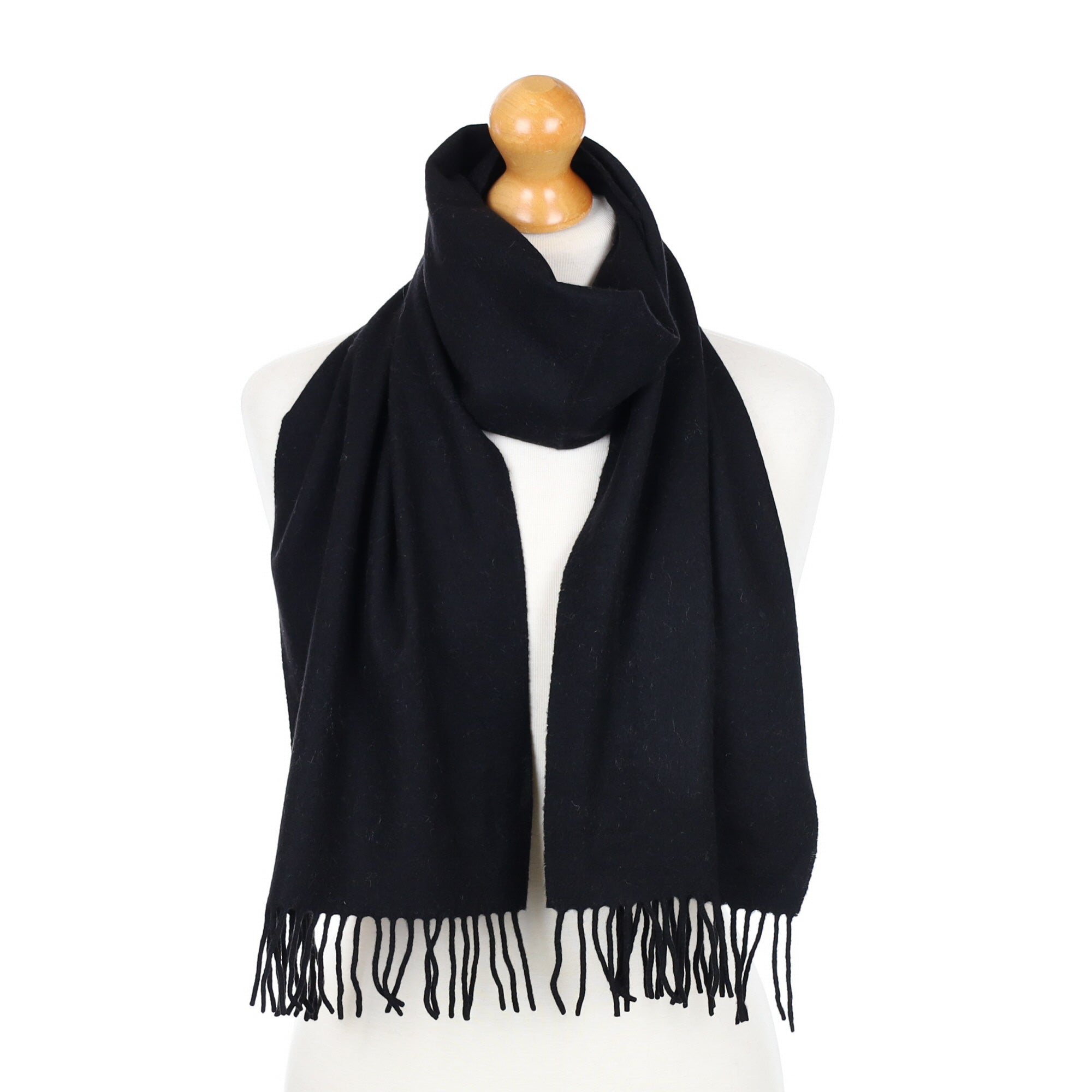 Black Fringed Cashmere Woven Scarf