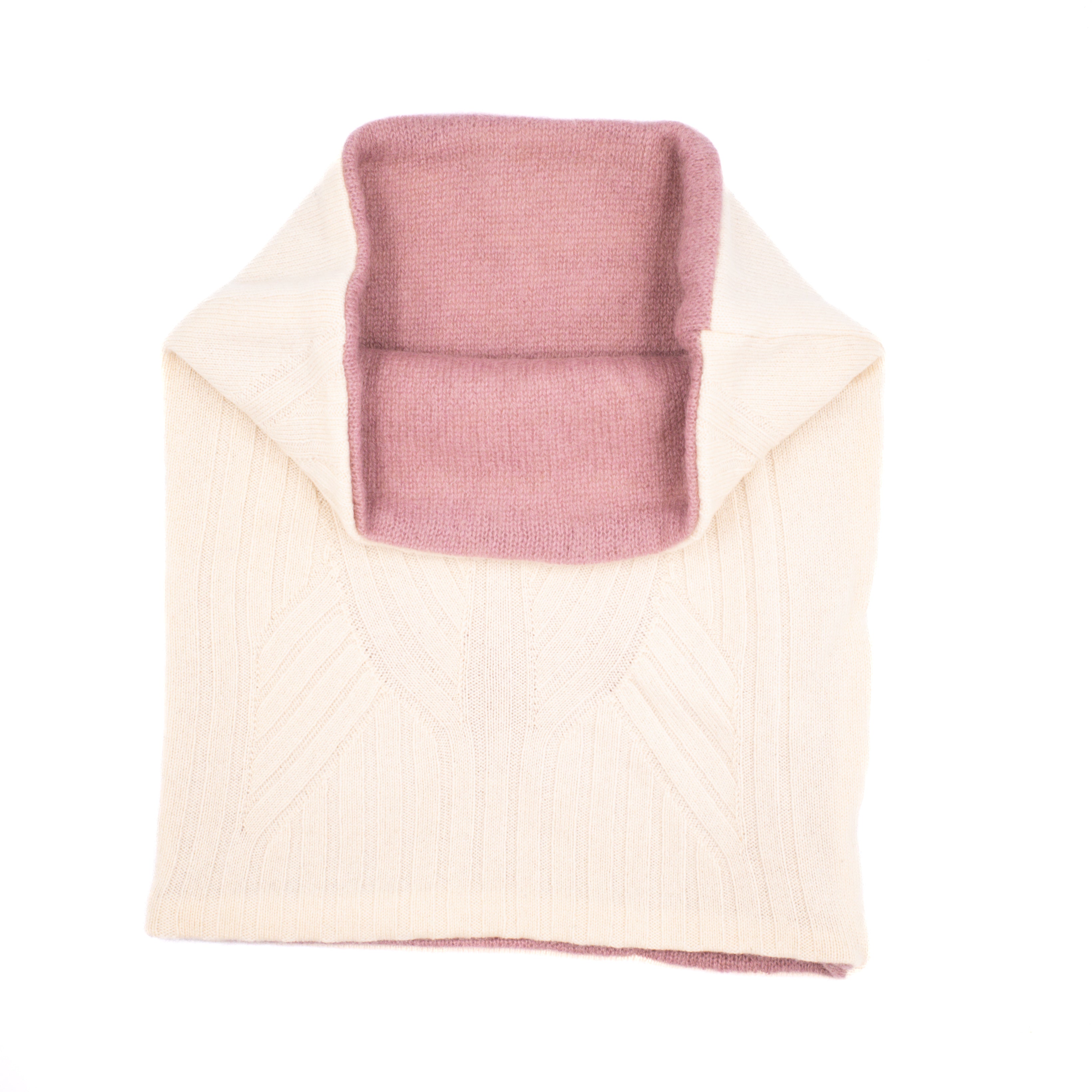 Sand Beige Patterned Knit and Muted Plum Luxury Double Layered Snood