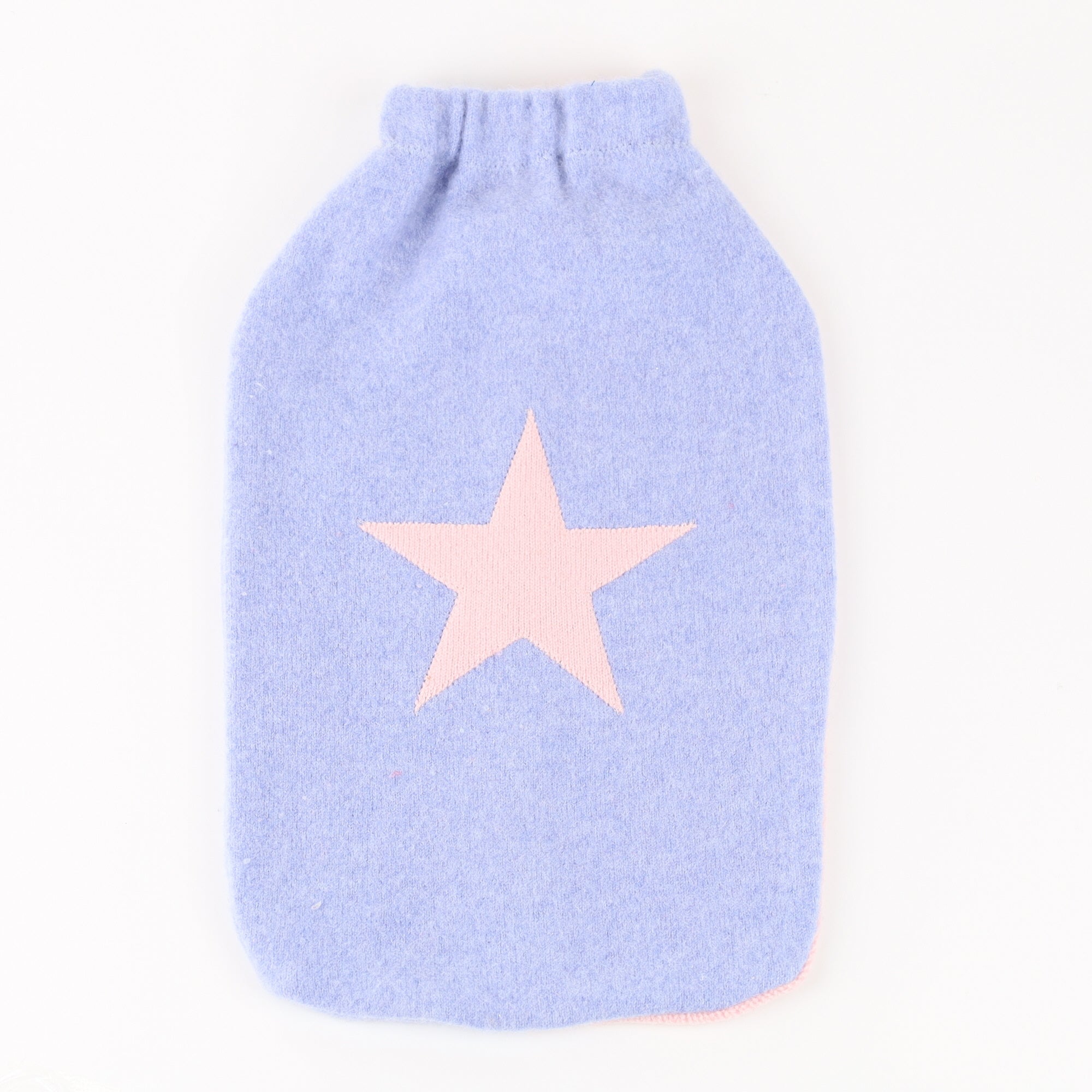 Sky Blue and Pale Pink Cashmere Large Hot Water Bottle