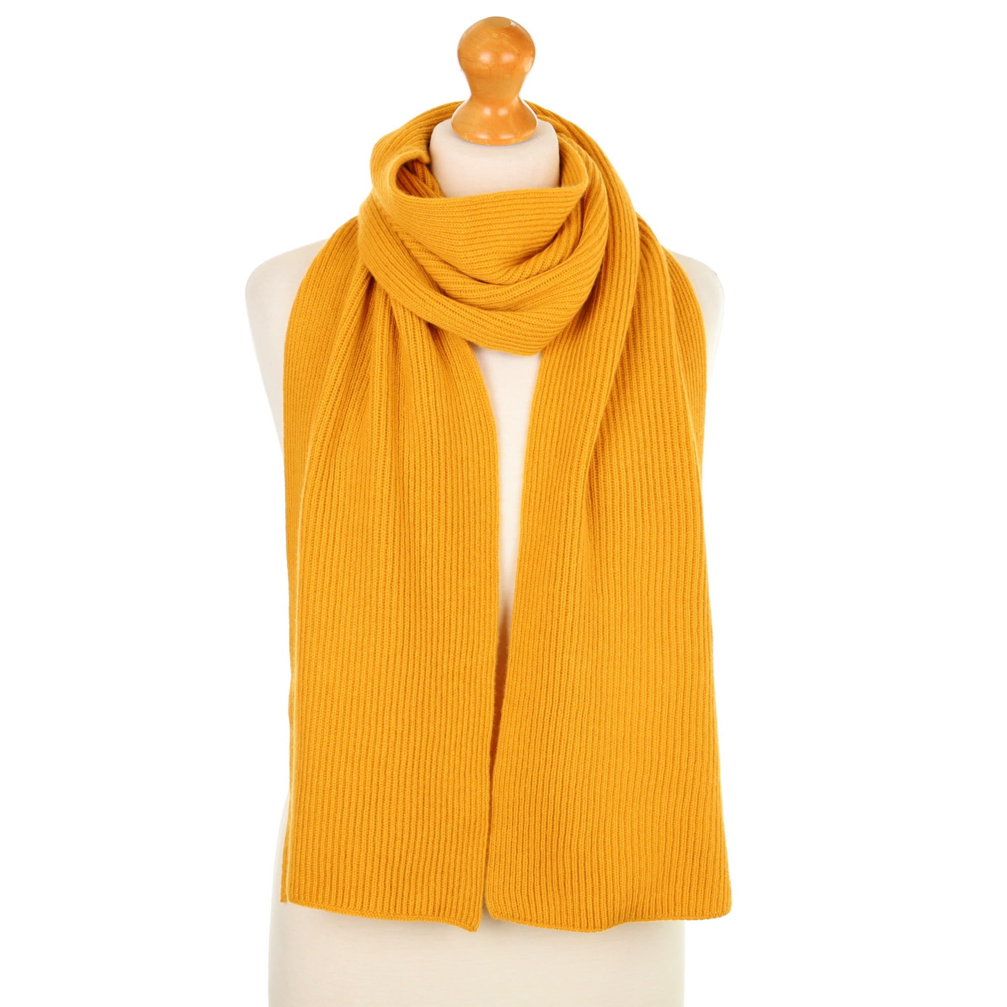 Brand New Scottish Marigold Orange Rib Cashmere Scarf