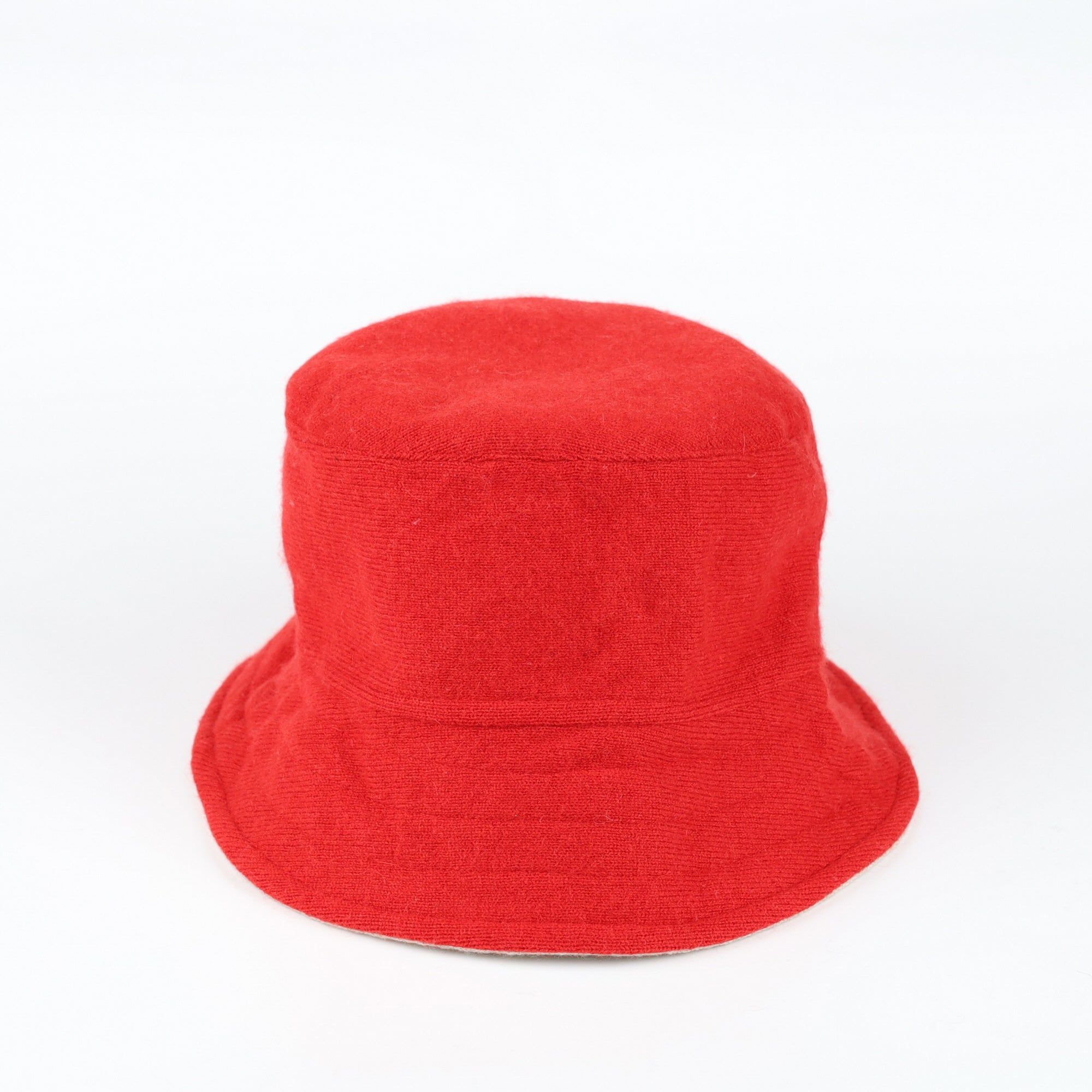 Scarlet Red Reversible Cashmere Bucket Hat Small