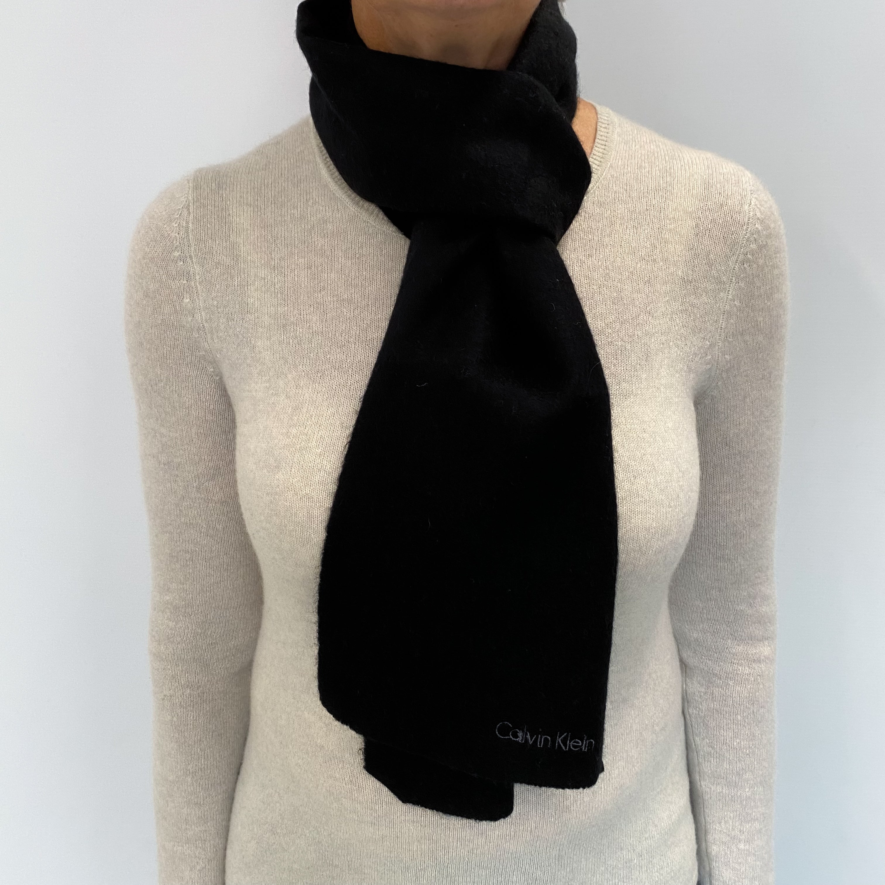 Calvin Klein Black Cashmere Woven Scarf