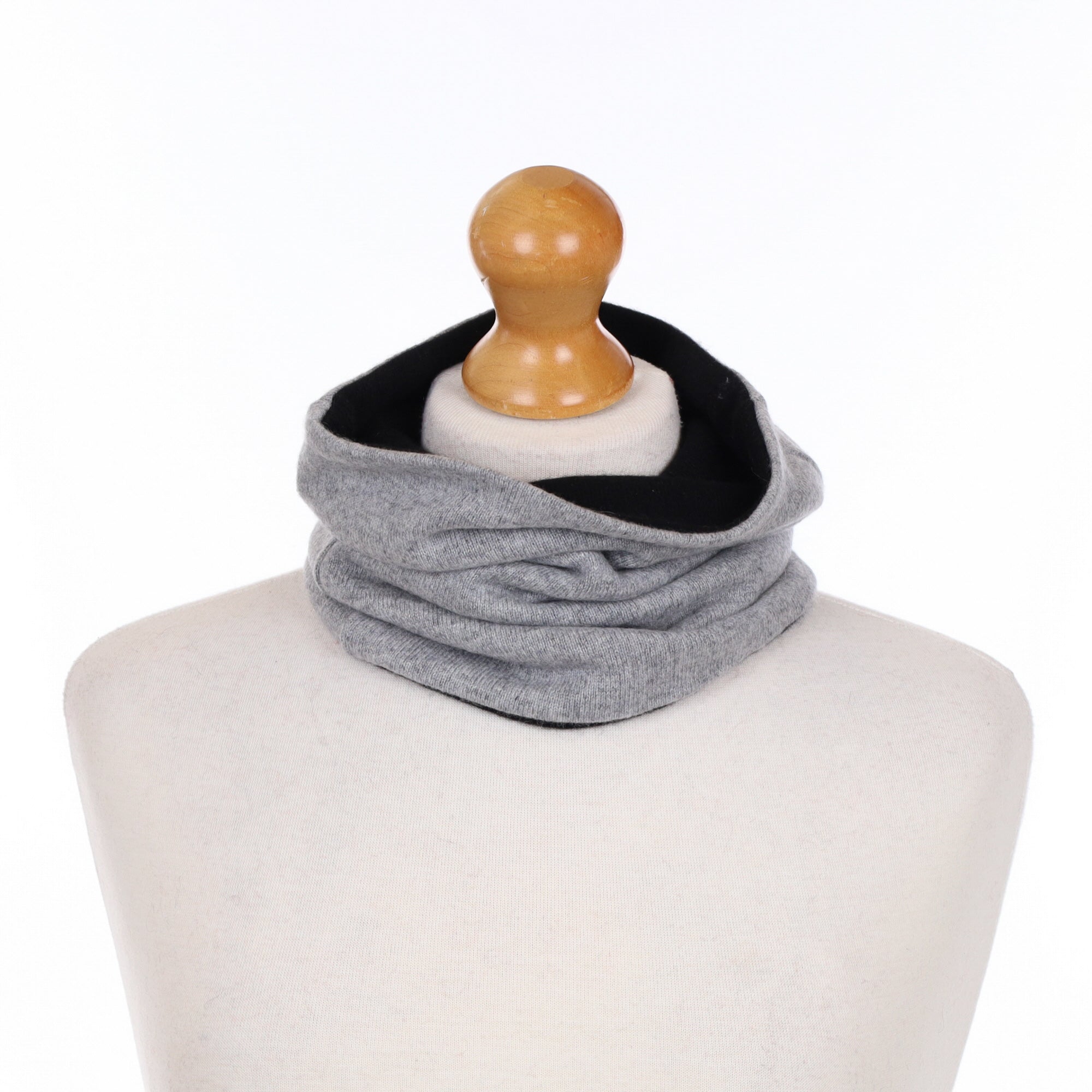 Ash Grey and Black Luxury Double Layered Snood