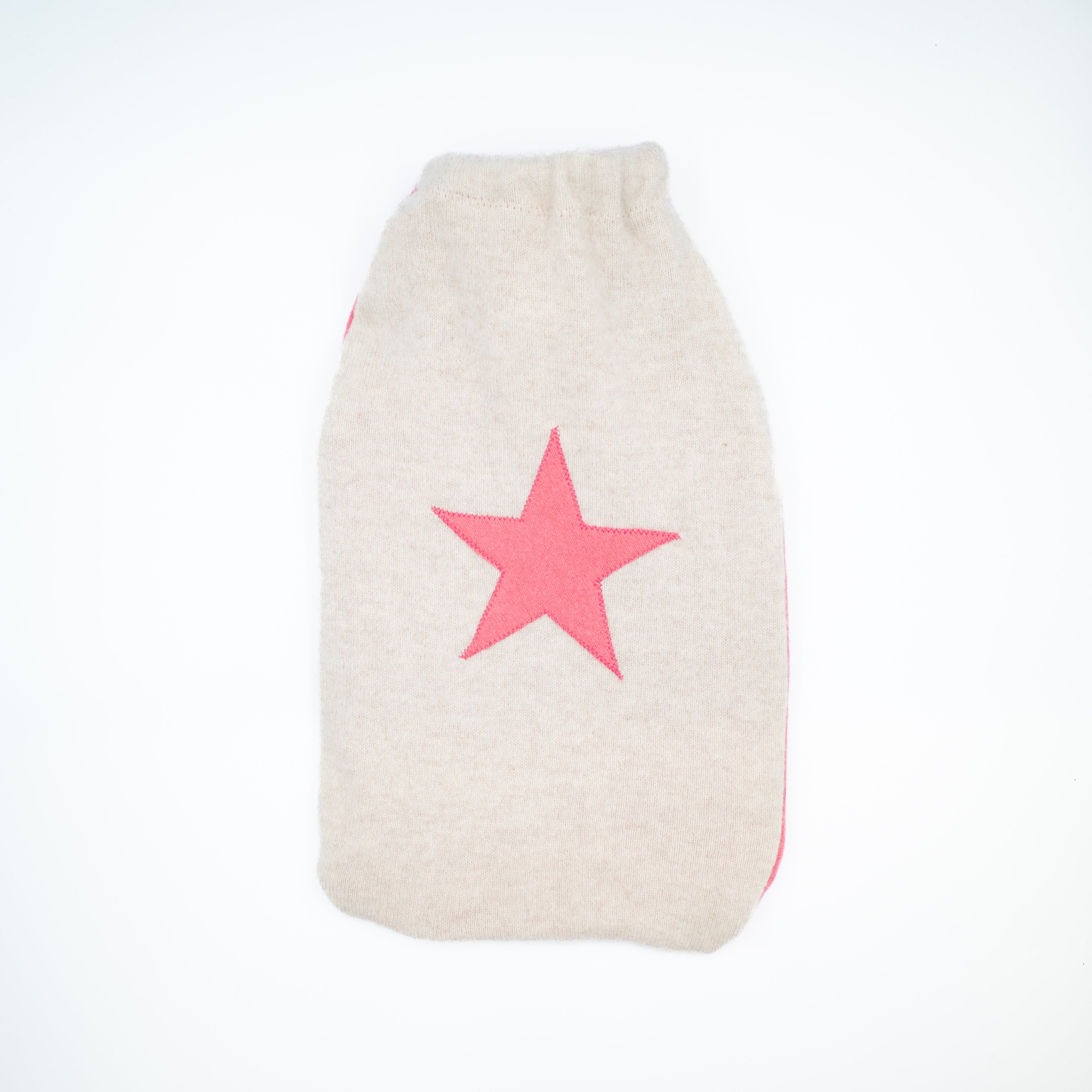 Oatmeal and Hot Pink Star Cashmere Large Hot Water Bottle