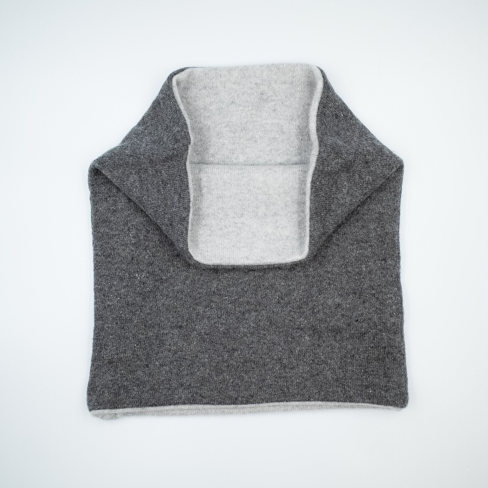 Mens Pale Grey and Smoke Grey Luxury Double Layered Snood