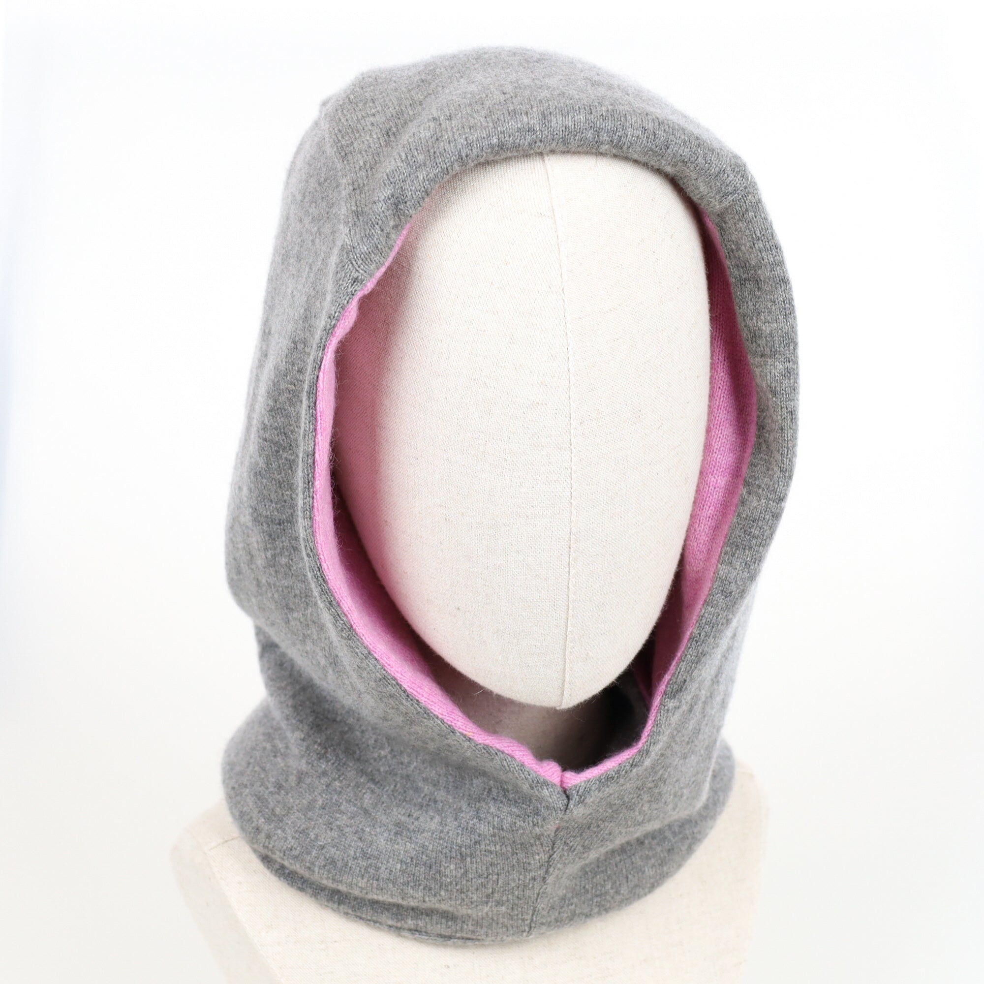 Ash Grey and Lupin Pink Luxury Reversible Cashmere Hood Unisex