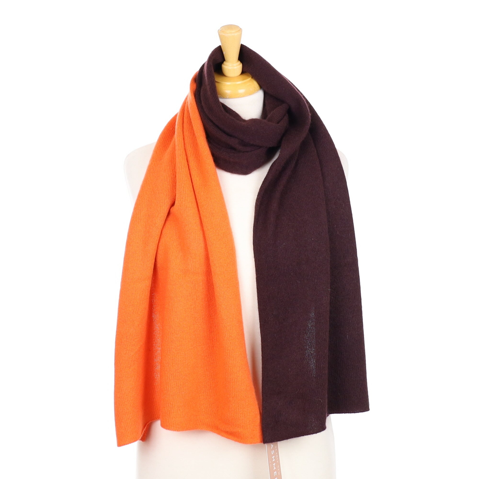 Cos Dark Chocolate and Orange Cashmere Scarf